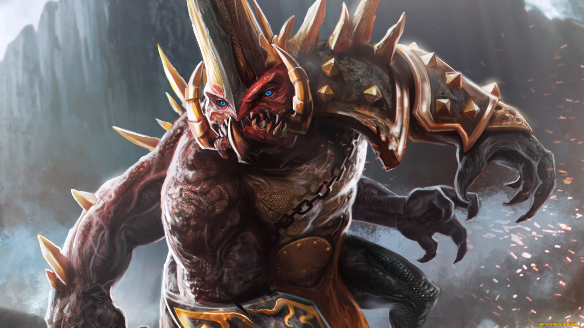 видео, игры, dungeon, siege, , throne, of, agony, лапы, рог, монстр, оугон, кровопийца, guildhall, of, glory, dungeon, hunter, 4, клыки, цепь