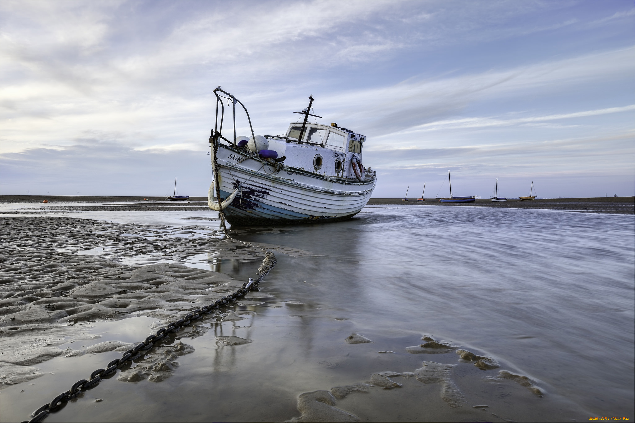корабли, другое, судно, отлив, океан