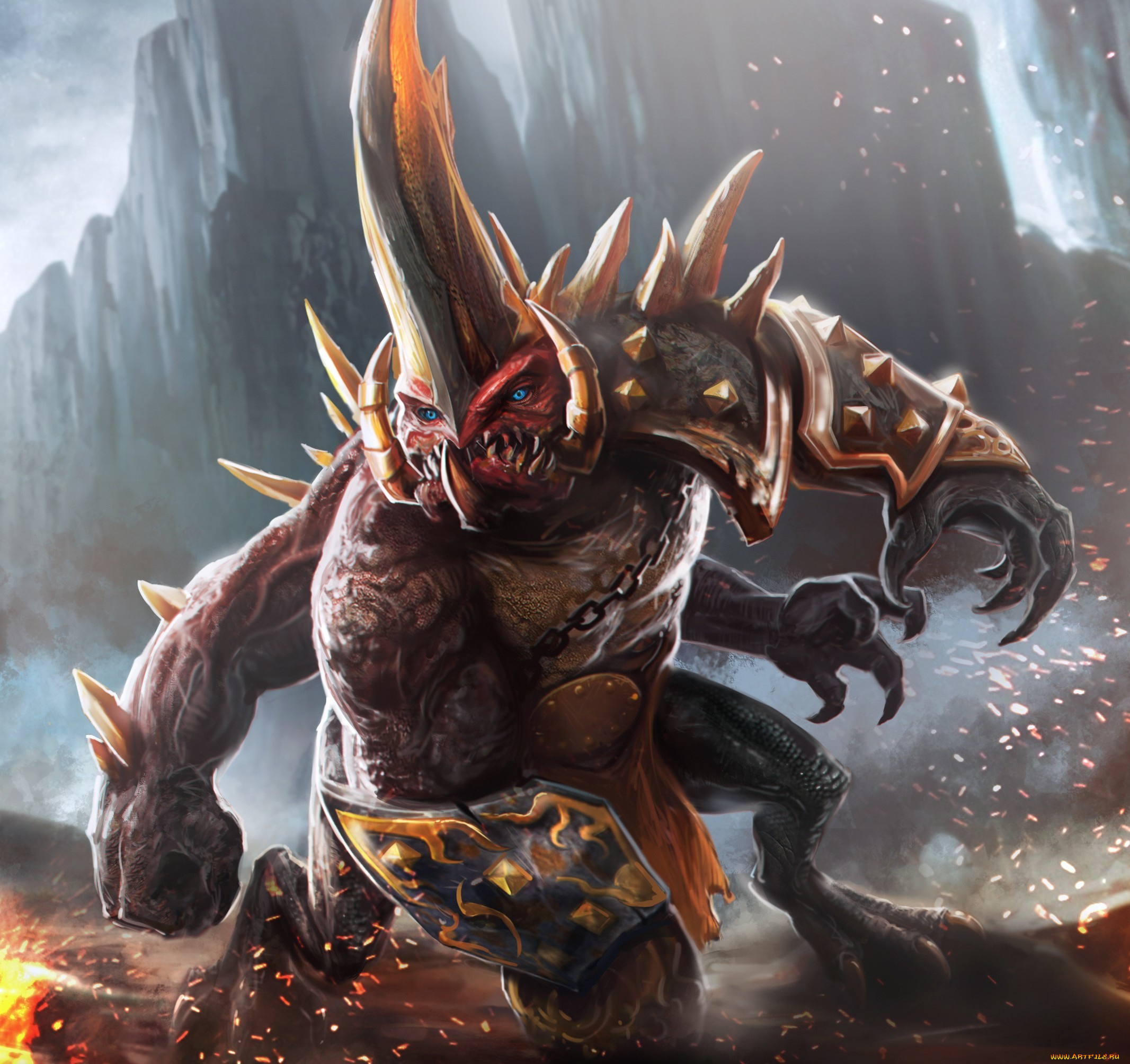 видео, игры, dungeon, siege, , throne, of, agony, лапы, рог, монстр, оугон, кровопийца, guildhall, of, glory, dungeon, hunter, 4, клыки, цепь