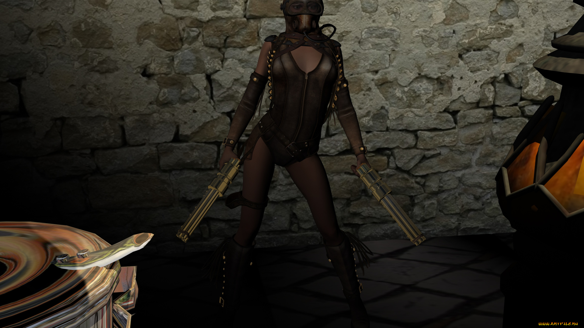 3д, графика, фантазия, , fantasy, фон, взгляд, девушка, оружие