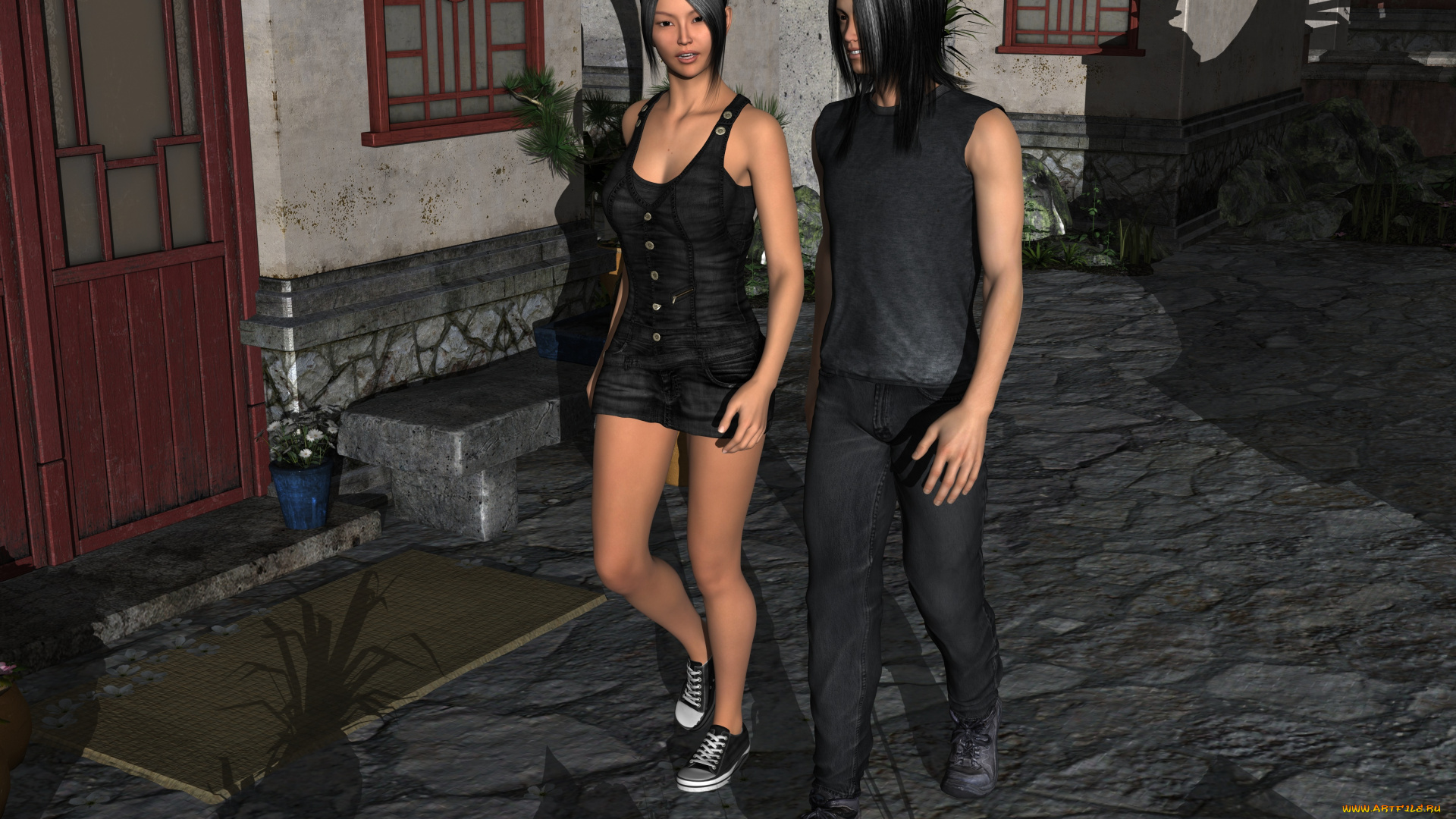 3д, графика, люди, , people, фон, девушка, парень, взгляд