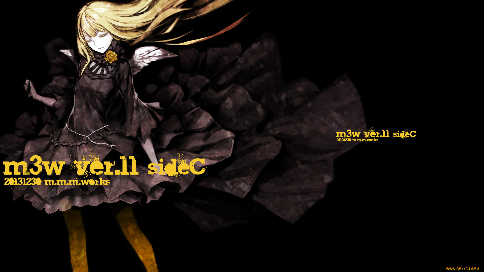 аниме, dogs, , bullets, &, carnage, крылья, платье, девушка, nill, miwa, shirow, надпись, цветы, роза, ангел