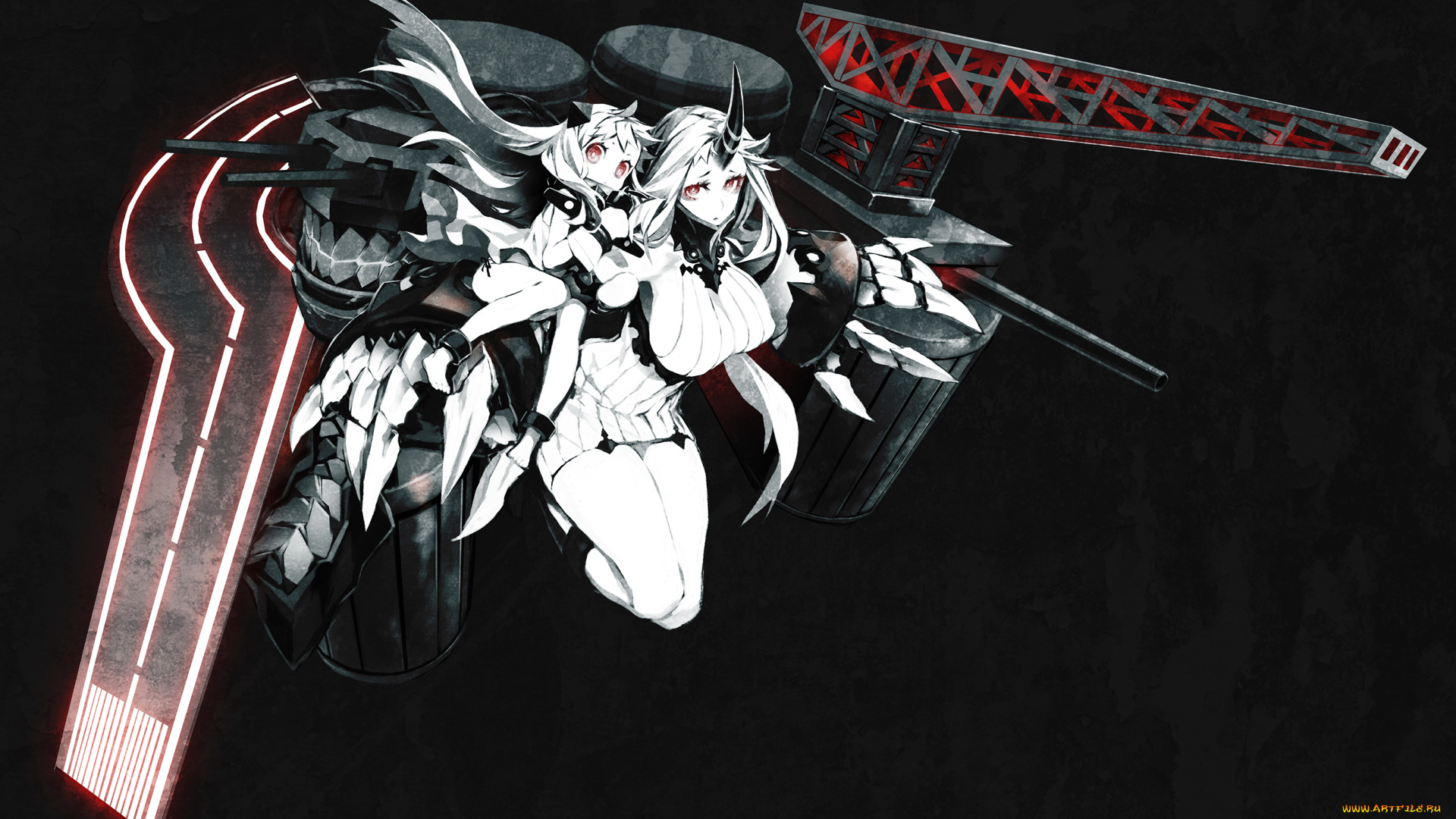 аниме, kantai, collection, kantai, collection, northern, ocean, hime, seaport, miwa, shirow, арт, девушки, оружие