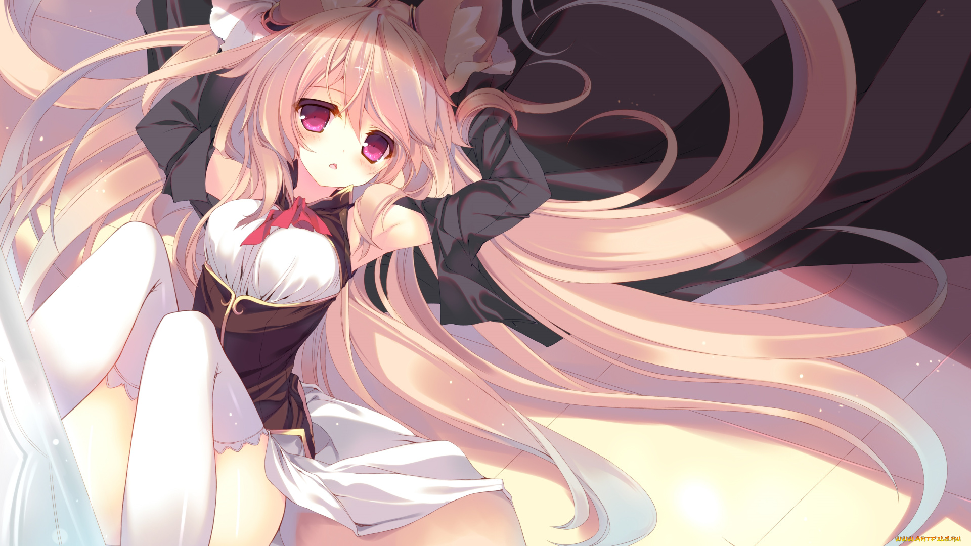 аниме, животные, , существа, p19, арт, девушка, ушки, хвост, лиса, волосы