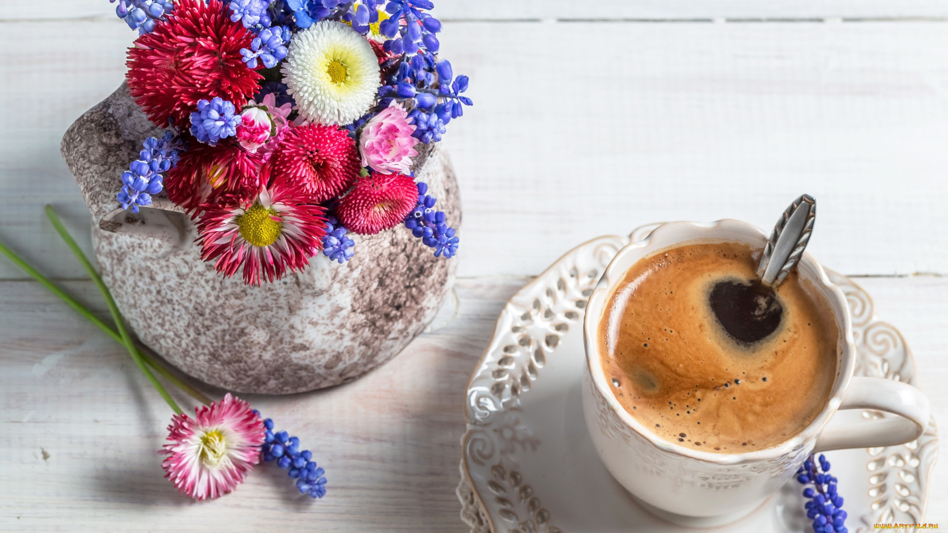 еда, кофе, , кофейные, зёрна, coffee, flowers, букет, цветы