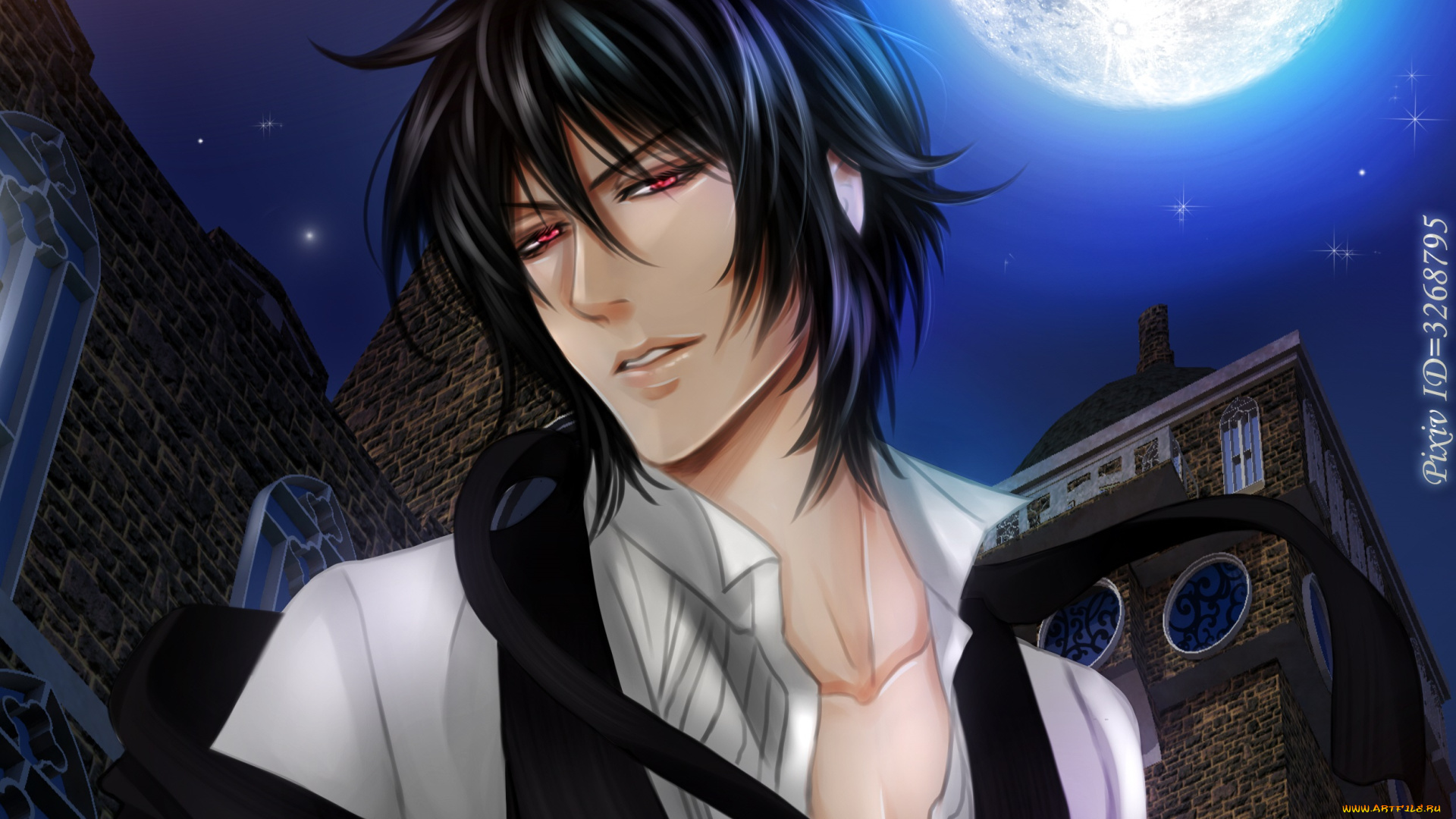 разное, арты, небо, михаэлис, себастьян, луна, ночь, арт, тёмный, дворецкий