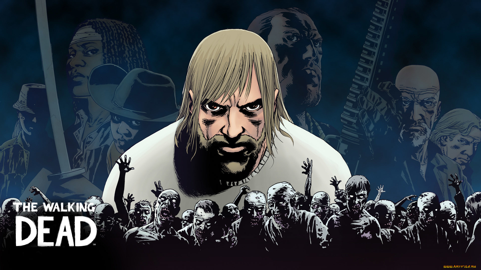 рисованное, кино, зомби, фон, взгляд, мужчина