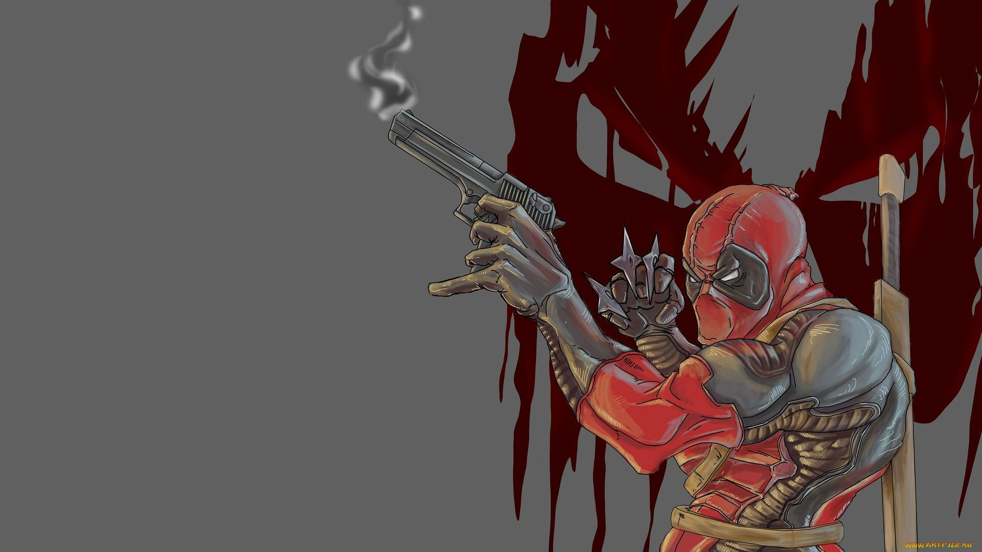 рисованное, комиксы, deadpoo, оружие, супермен