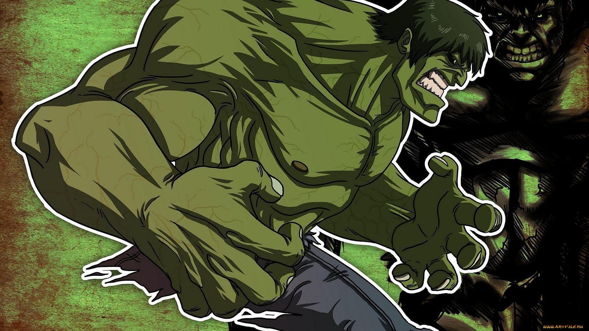 рисованное, комиксы, фон, взгляд, халк