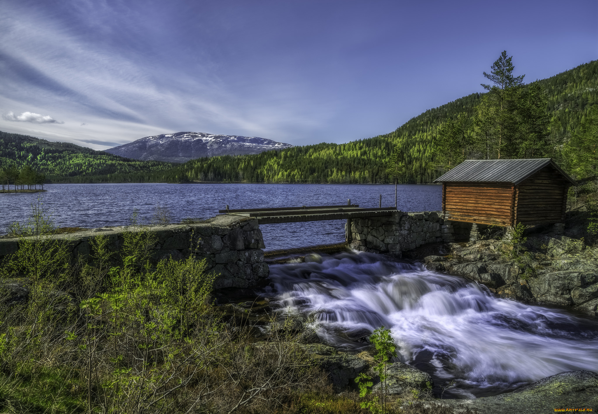 природа, реки, озера, горы, лес, река, дамба