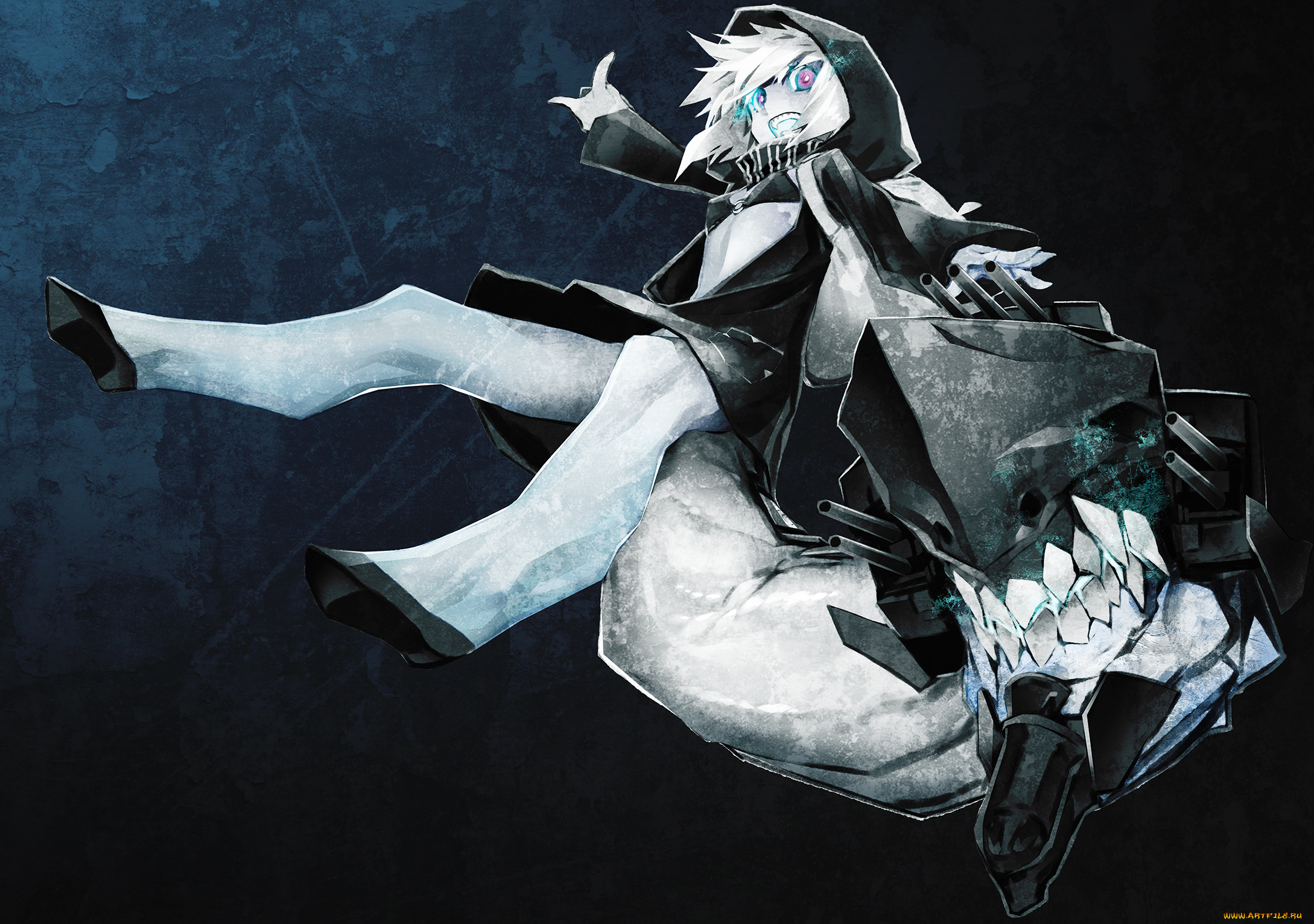 аниме, kantai, collection, девушка, miwa, shirow, арт, re-class, battleship, kantai, collection, тёмный, фон