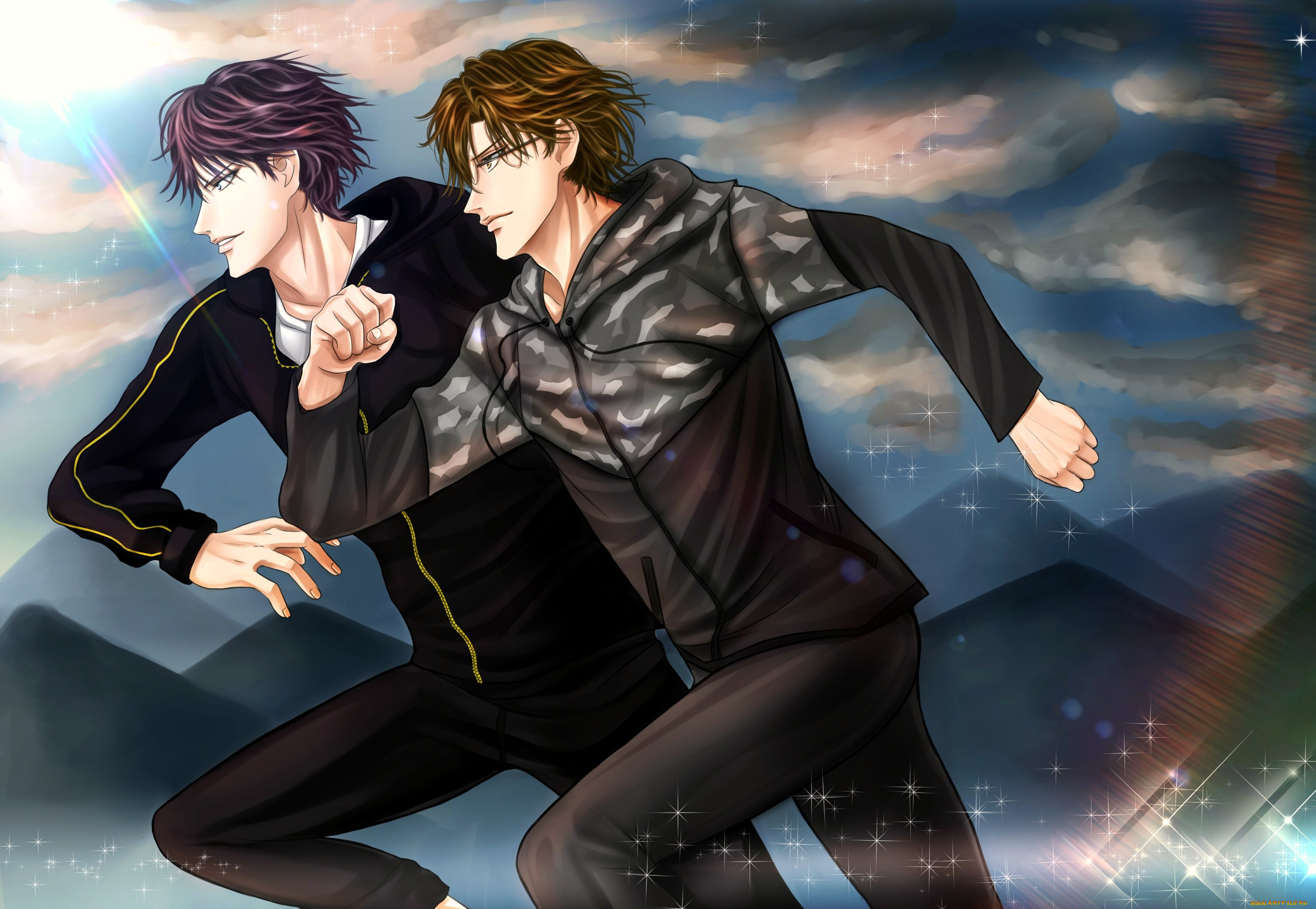 разное, арты, арт, парни, бег, бегут