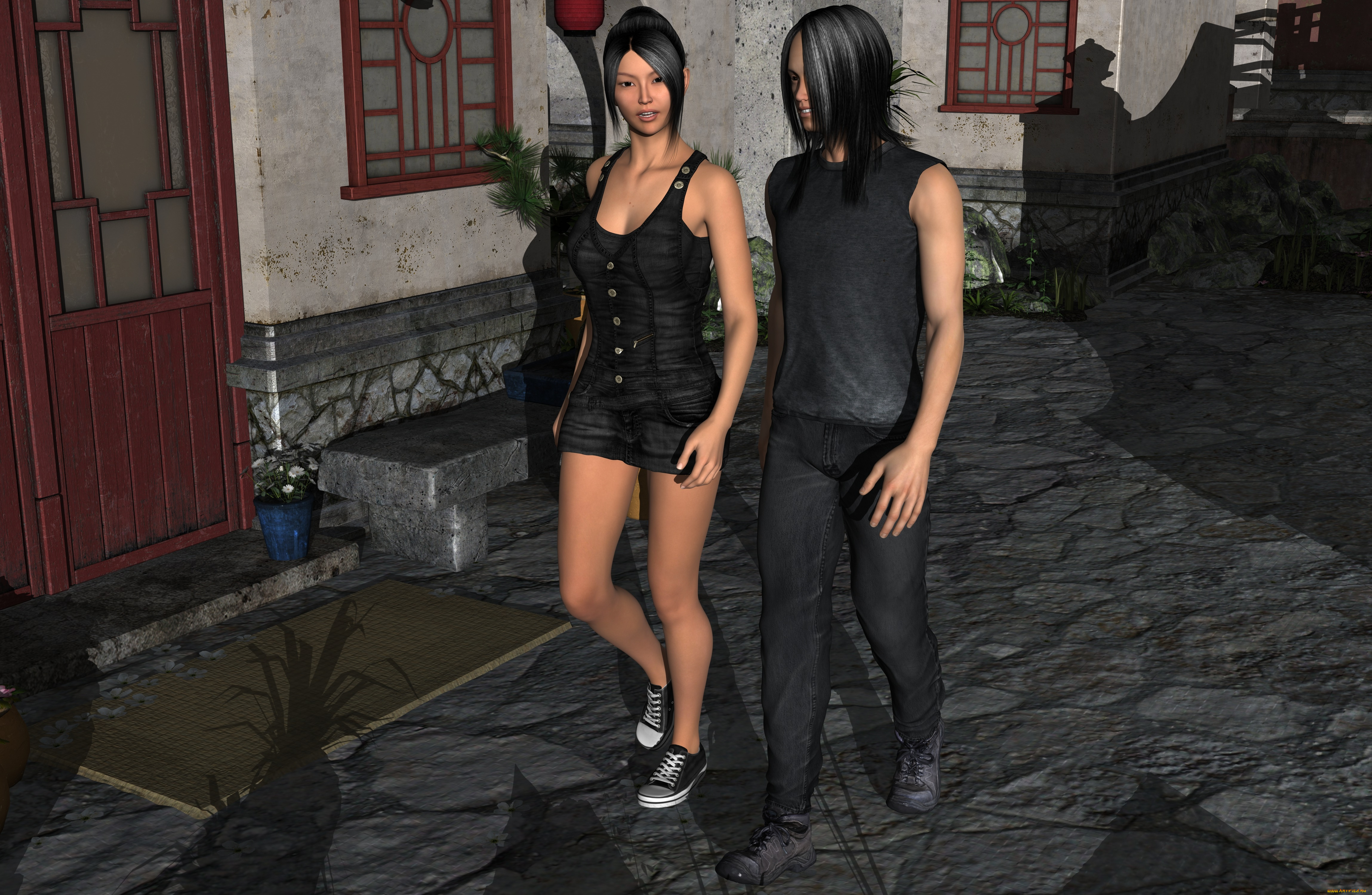 3д, графика, люди, , people, фон, девушка, парень, взгляд