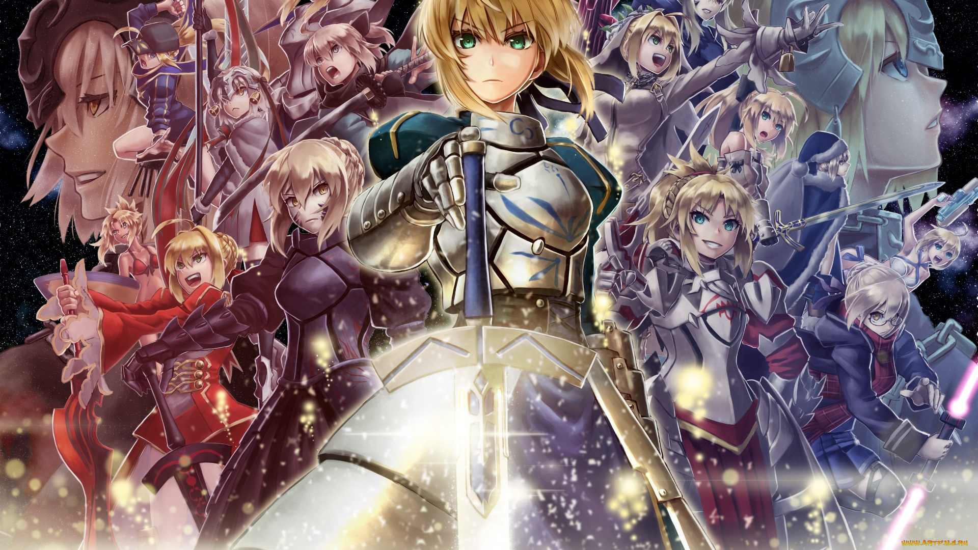 аниме, fate, stay, night, фон, девушка, взгляд