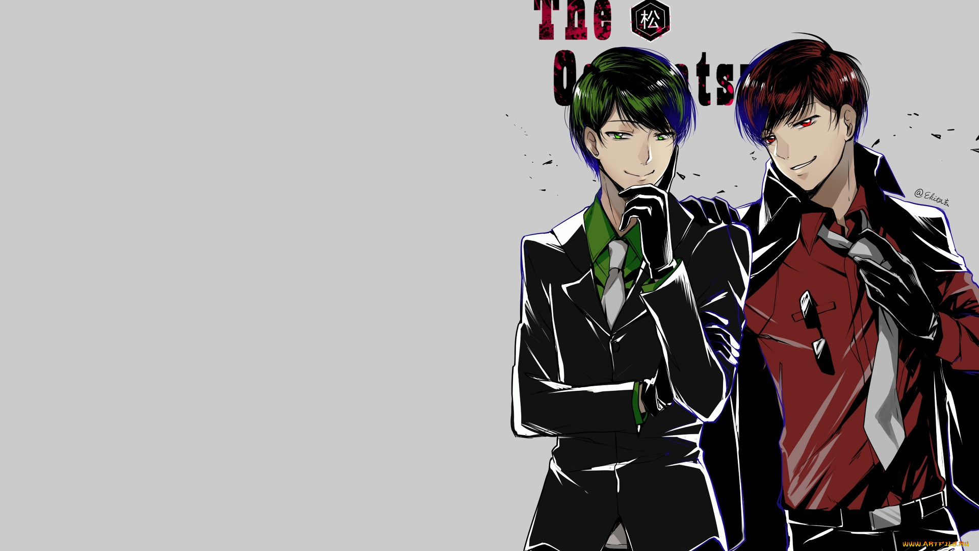 аниме, osomatsu-san, парни