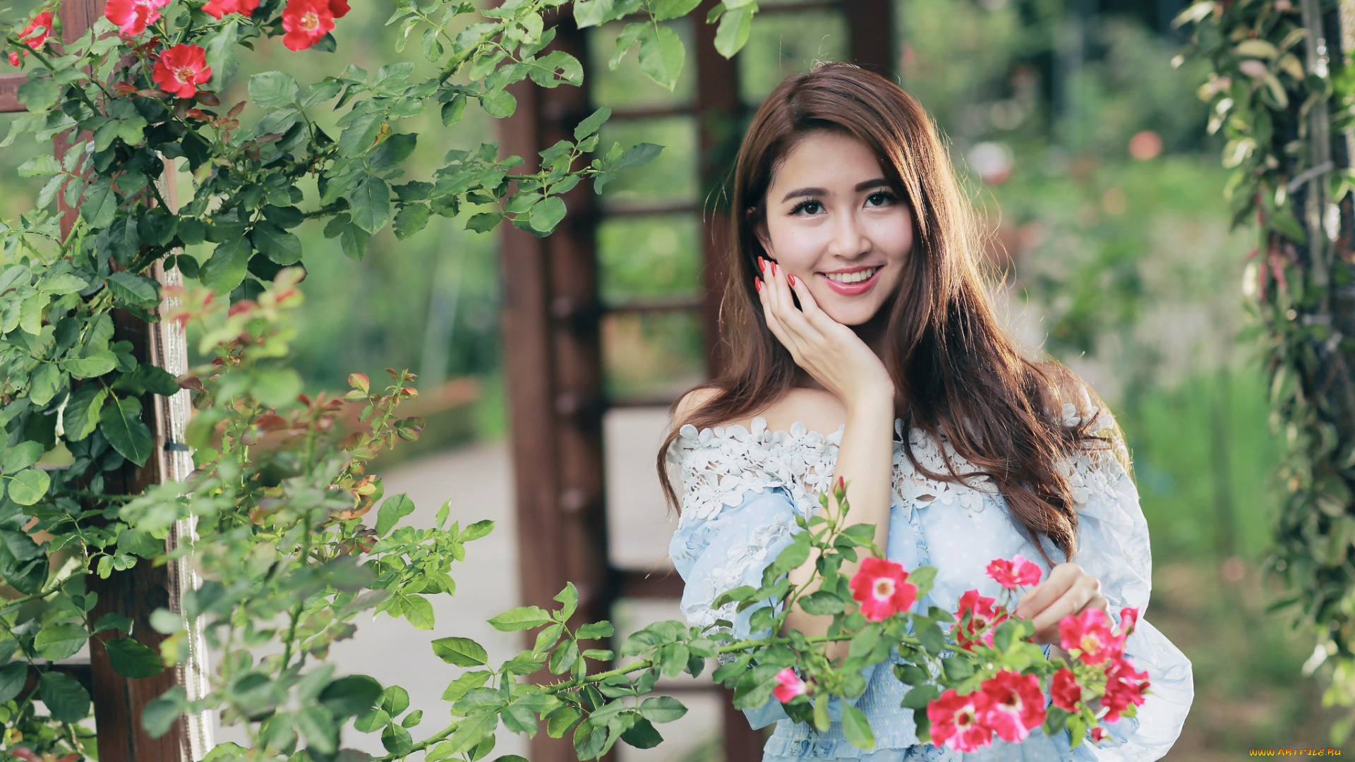 девушки, -unsort, , азиатки, девушка, улыбка, лето