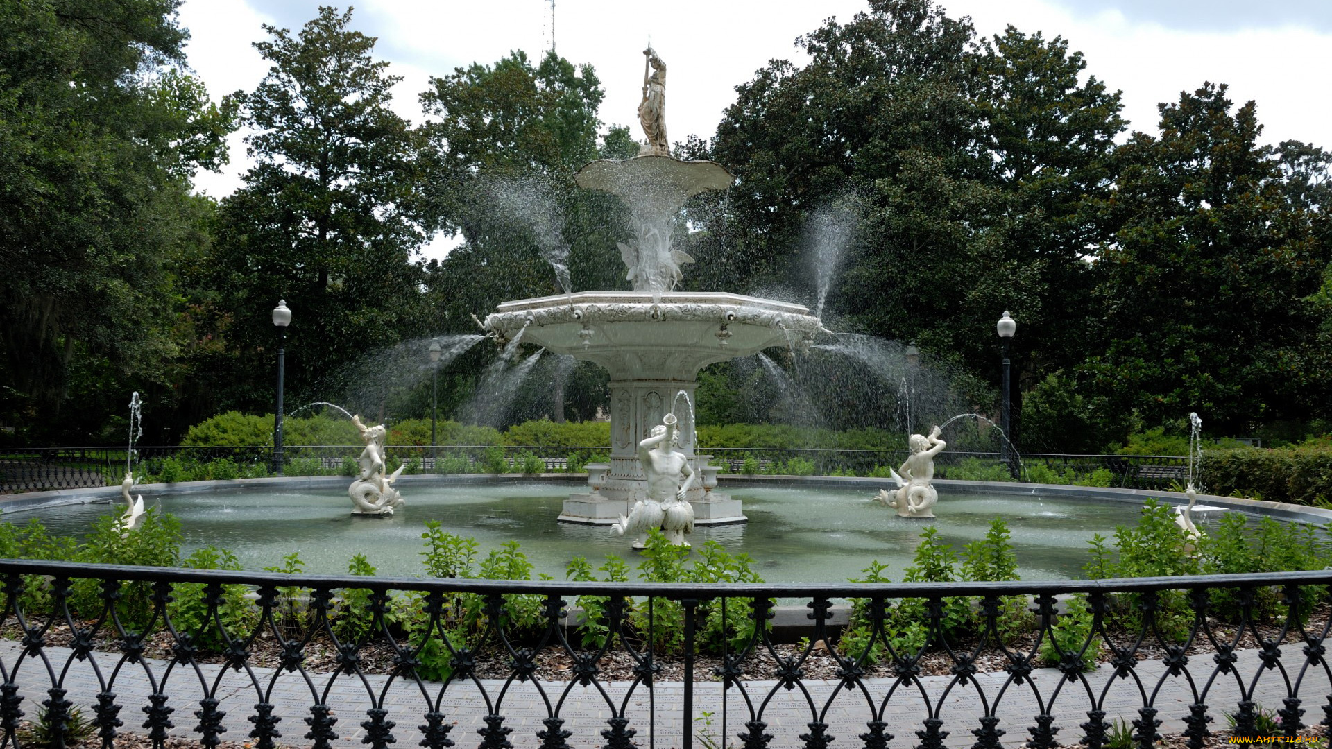 города, -, фонтаны, фонтаны, парк, лето