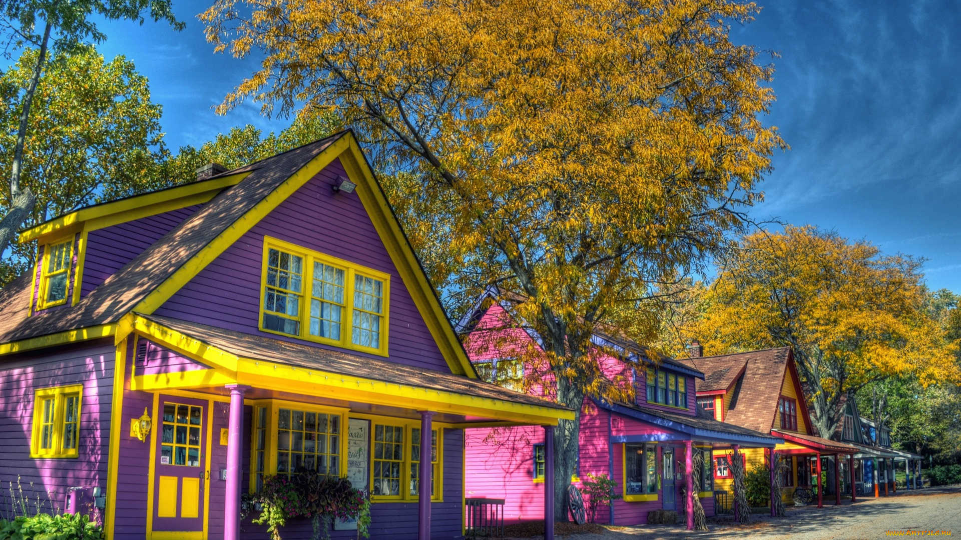 города, -, здания, , дома, деревья