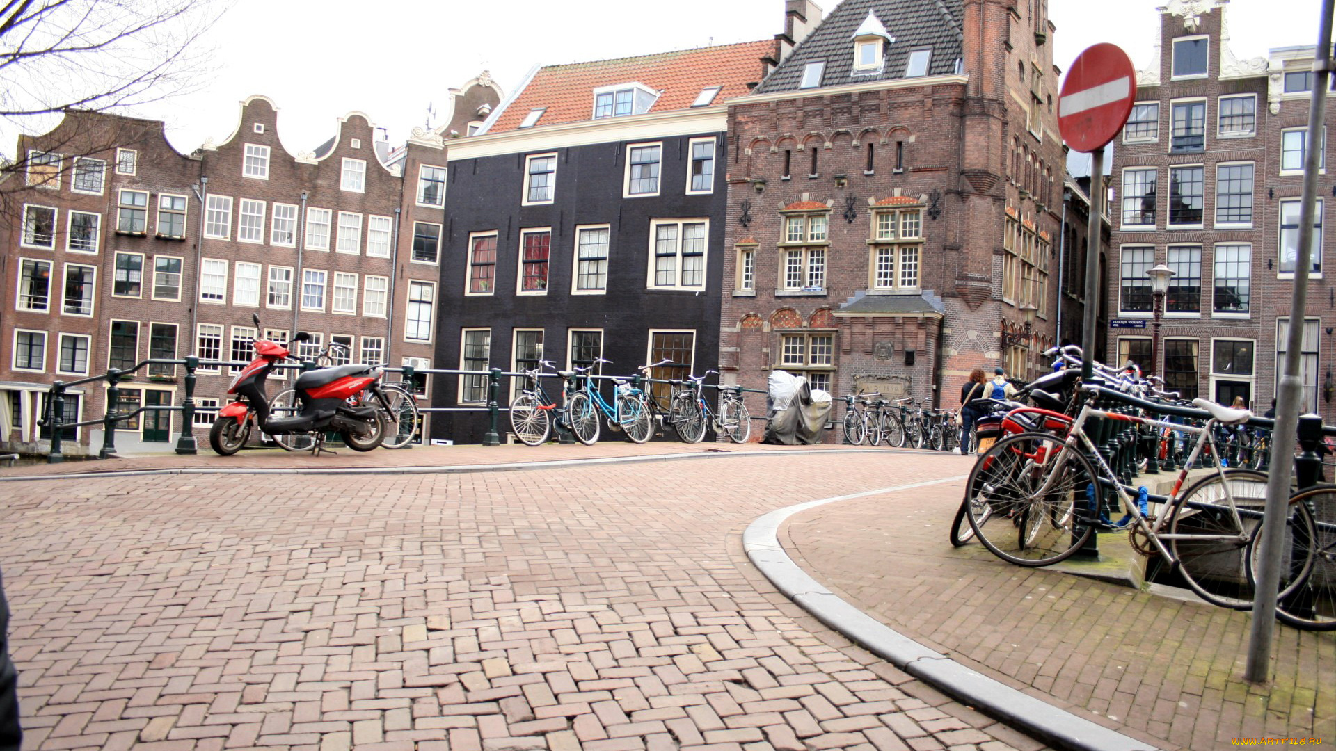 города, амстердам, , нидерланды, велосипеды, улица