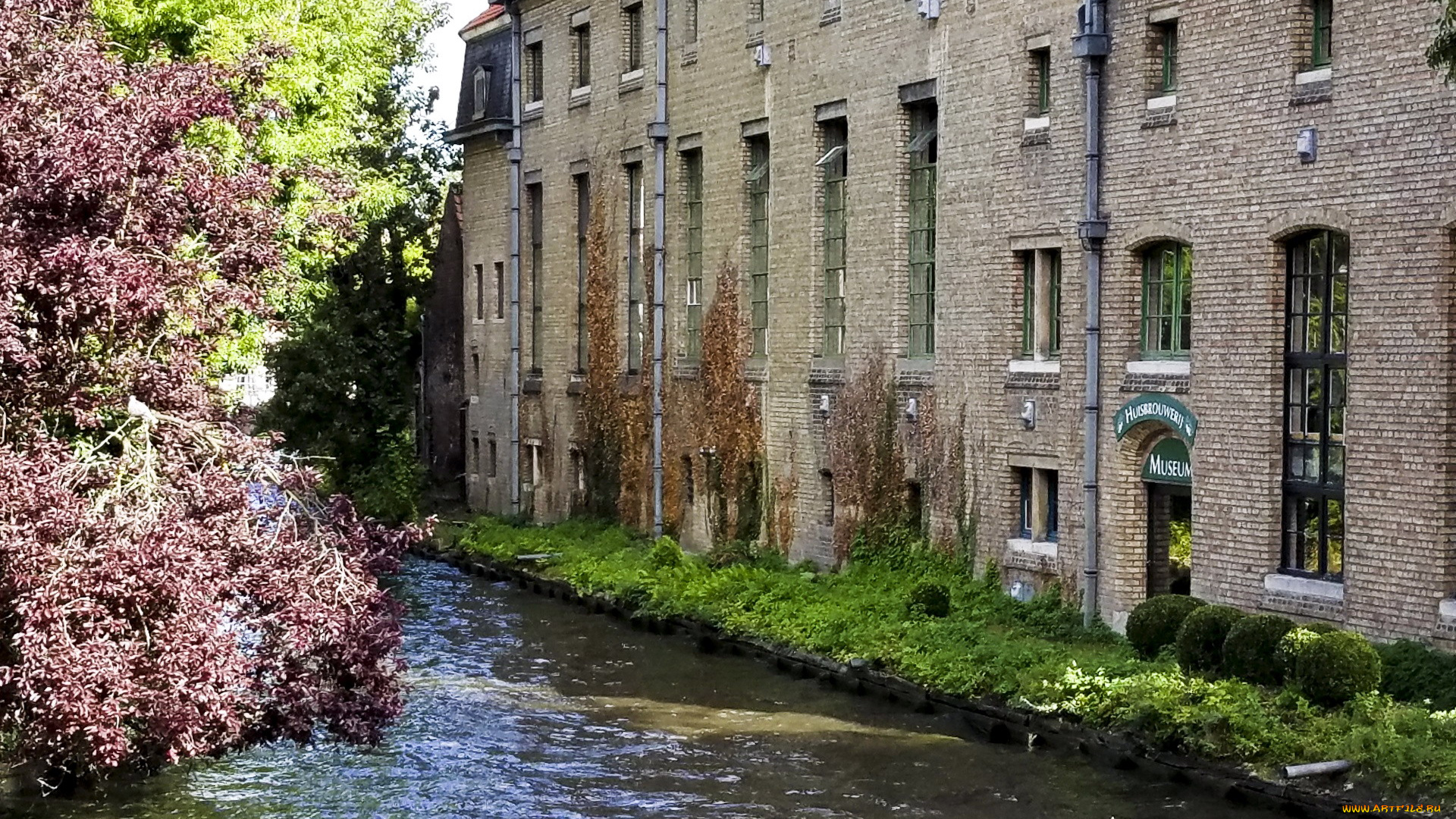 города, брюгге, , бельгия, дом, канал