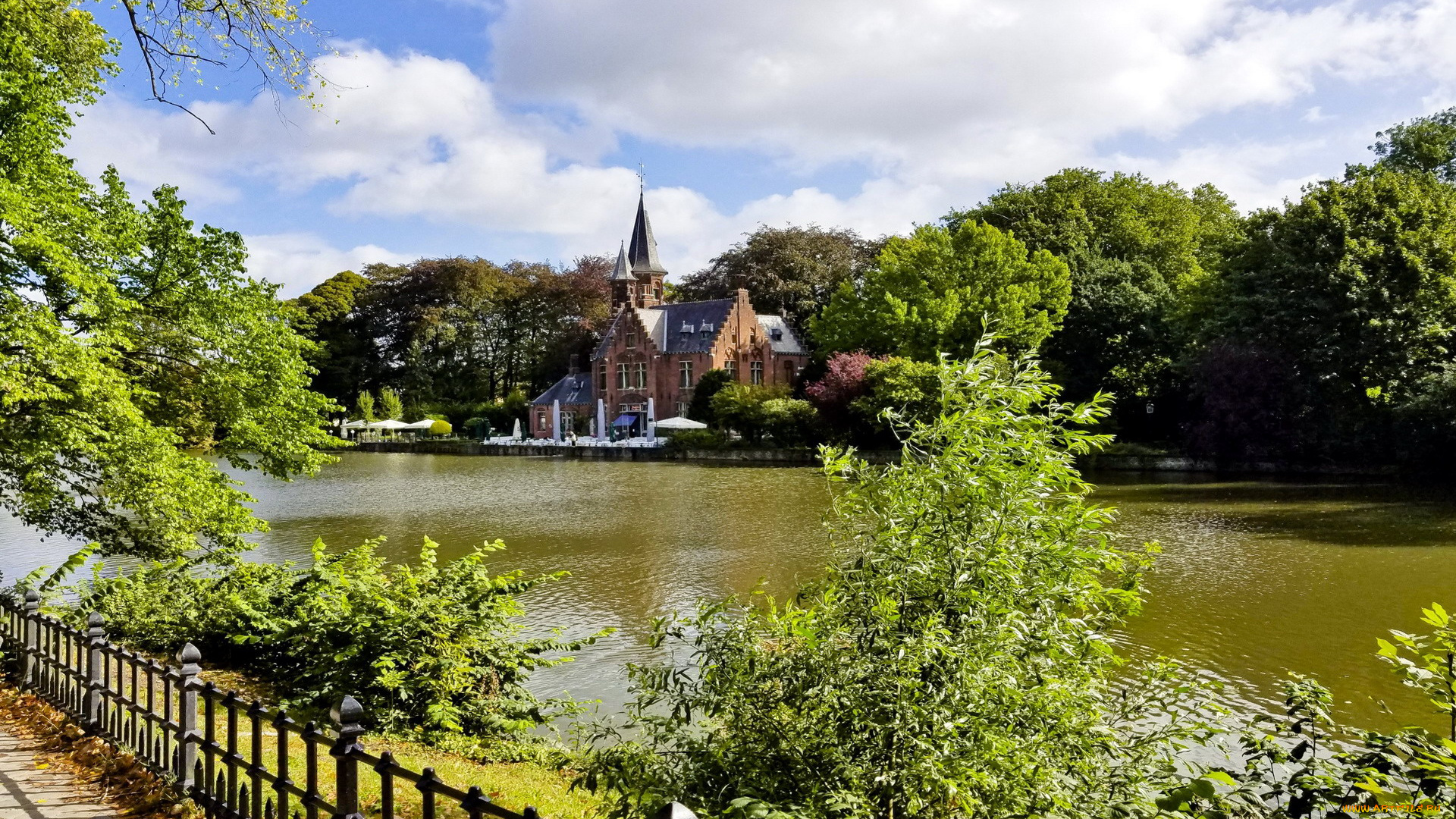 города, брюгге, , бельгия, костел, канал