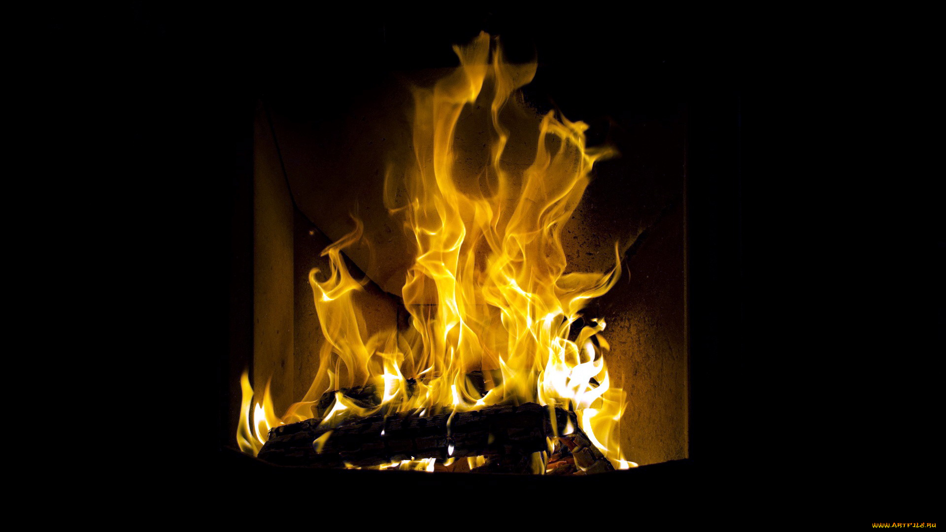 природа, огонь, поленья, дрова, камин, пламя