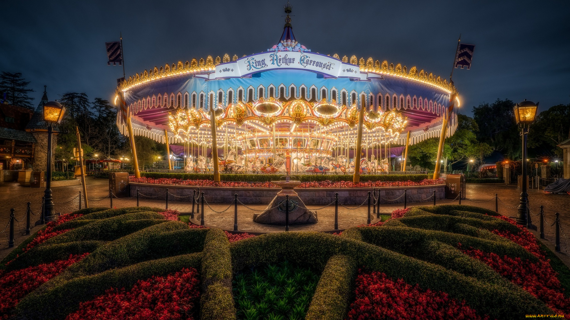 разное, карусели, , качели, , аттракционы, цветы, фонари, газон