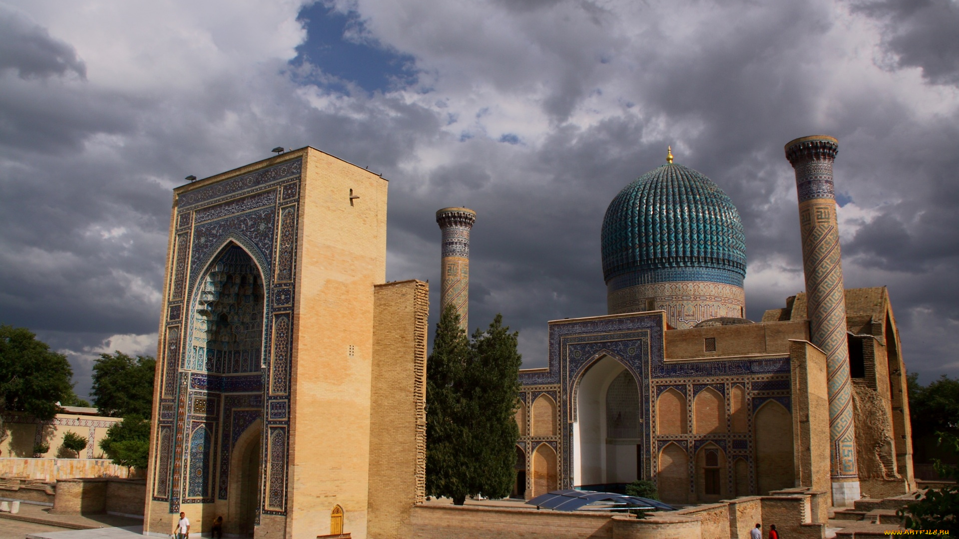 самарканд, города, -, дворцы, , замки, , крепости, деревья, облака, дворец