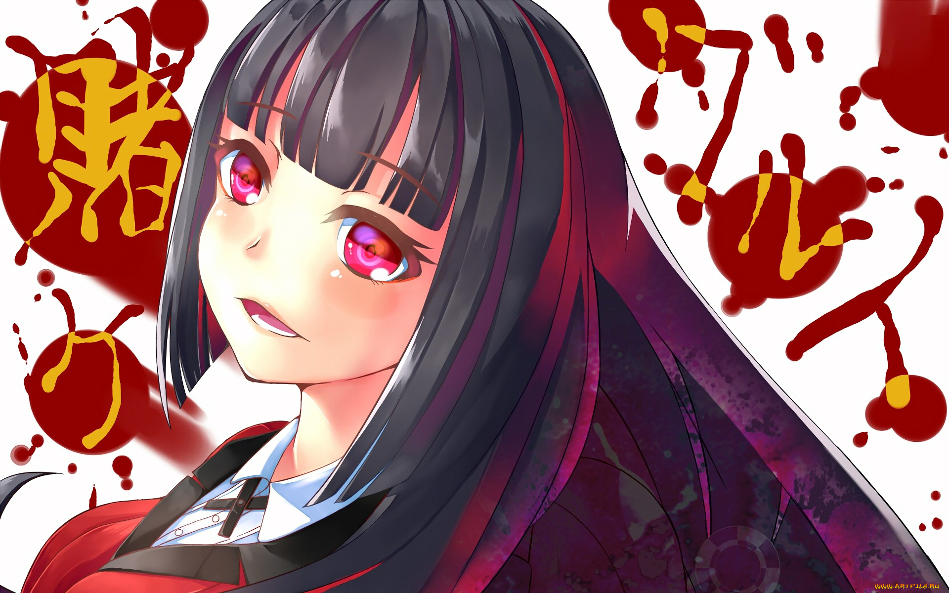 аниме, kakegurui, фон, взгляд, девушка