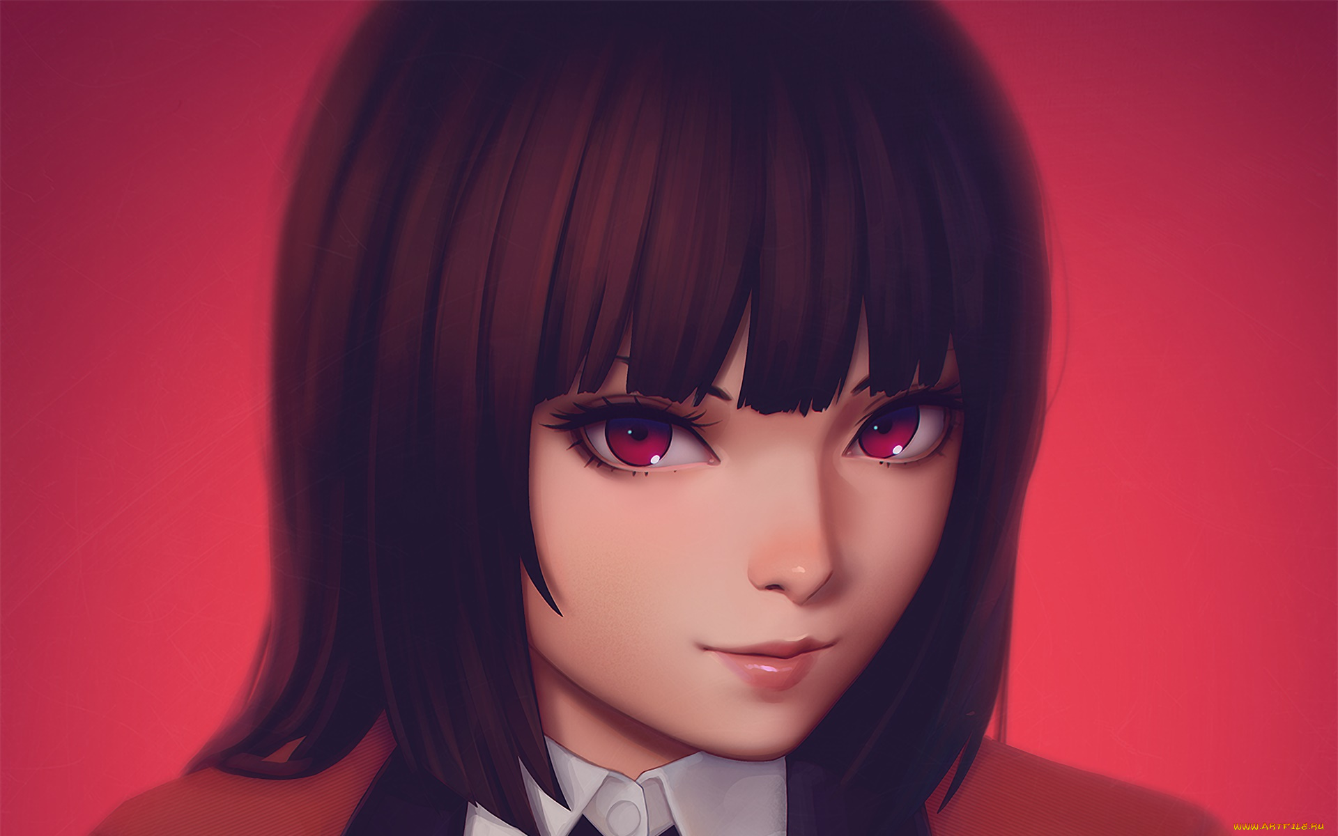 аниме, kakegurui, фон, взгляд, девушка