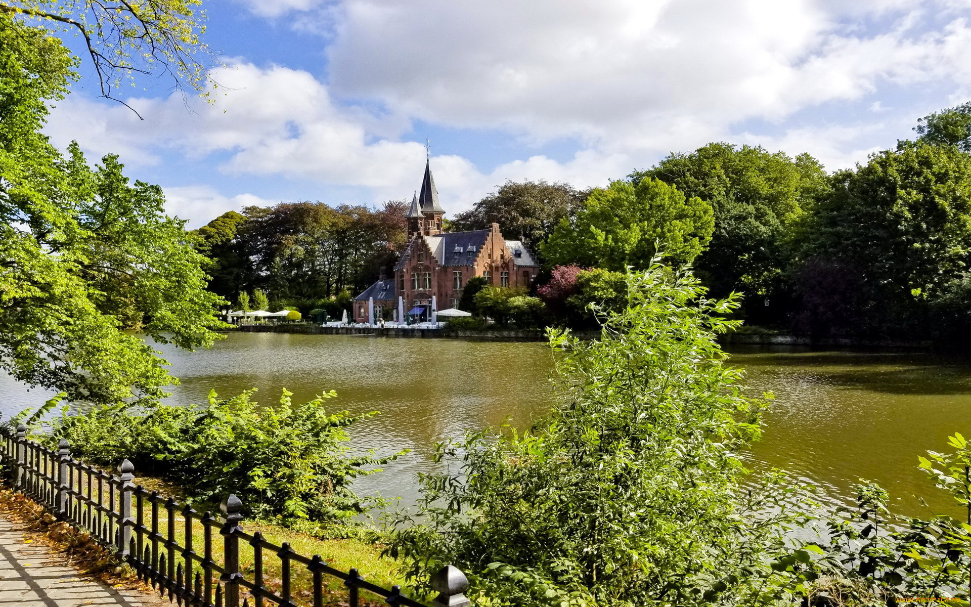 города, брюгге, , бельгия, костел, канал