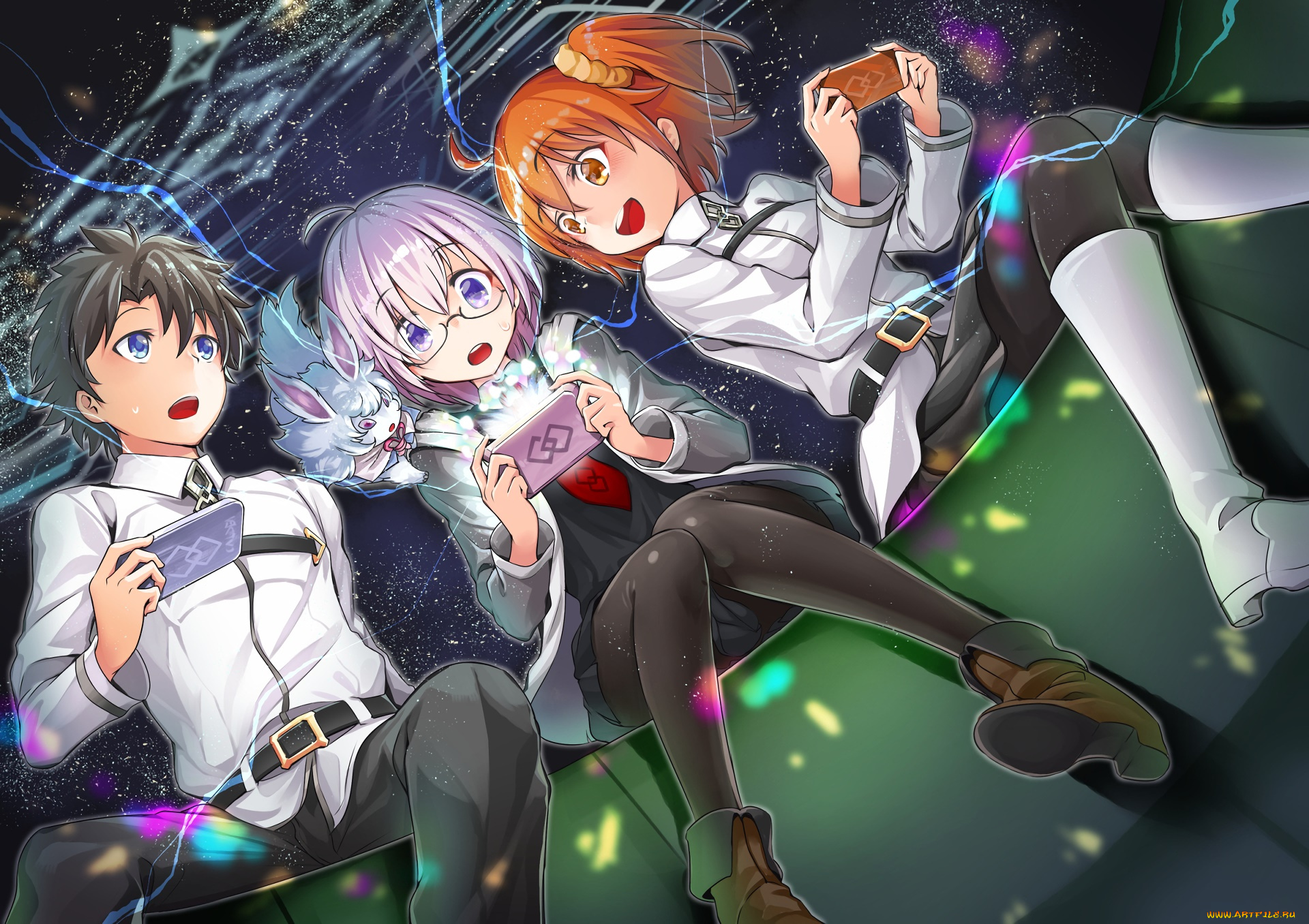 аниме, fate, stay, night, фон, девушки, взгляд