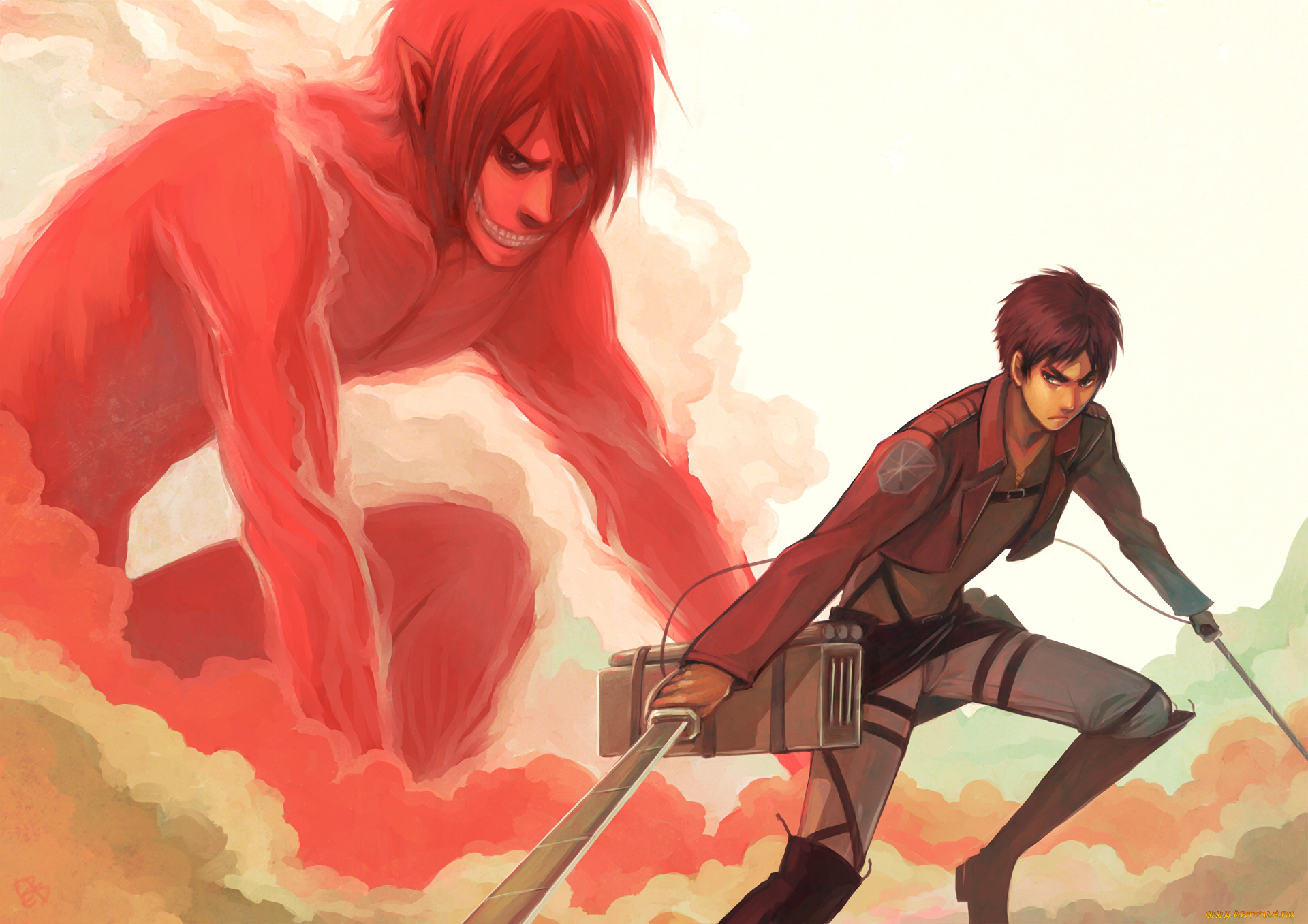 аниме, shingeki, no, kyojin, атака, титанов