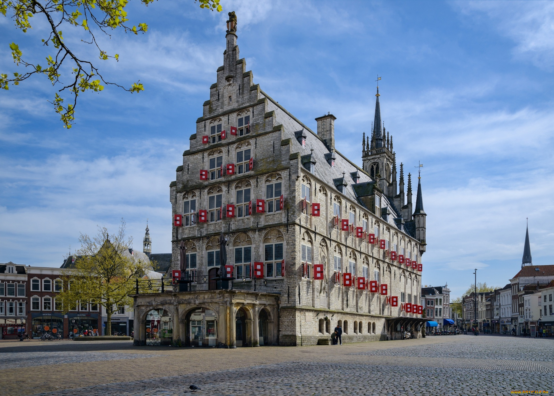 города, -, католические, соборы, , костелы, , аббатства, здания, небо, дерево