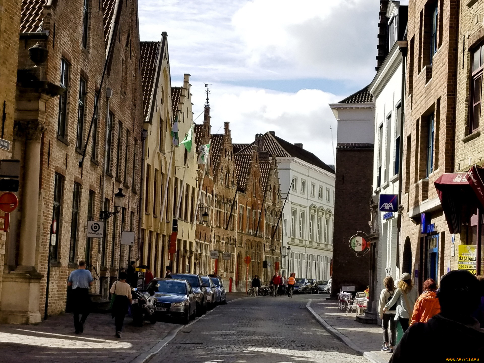 города, брюгге, , бельгия, улица, прохожие, дома