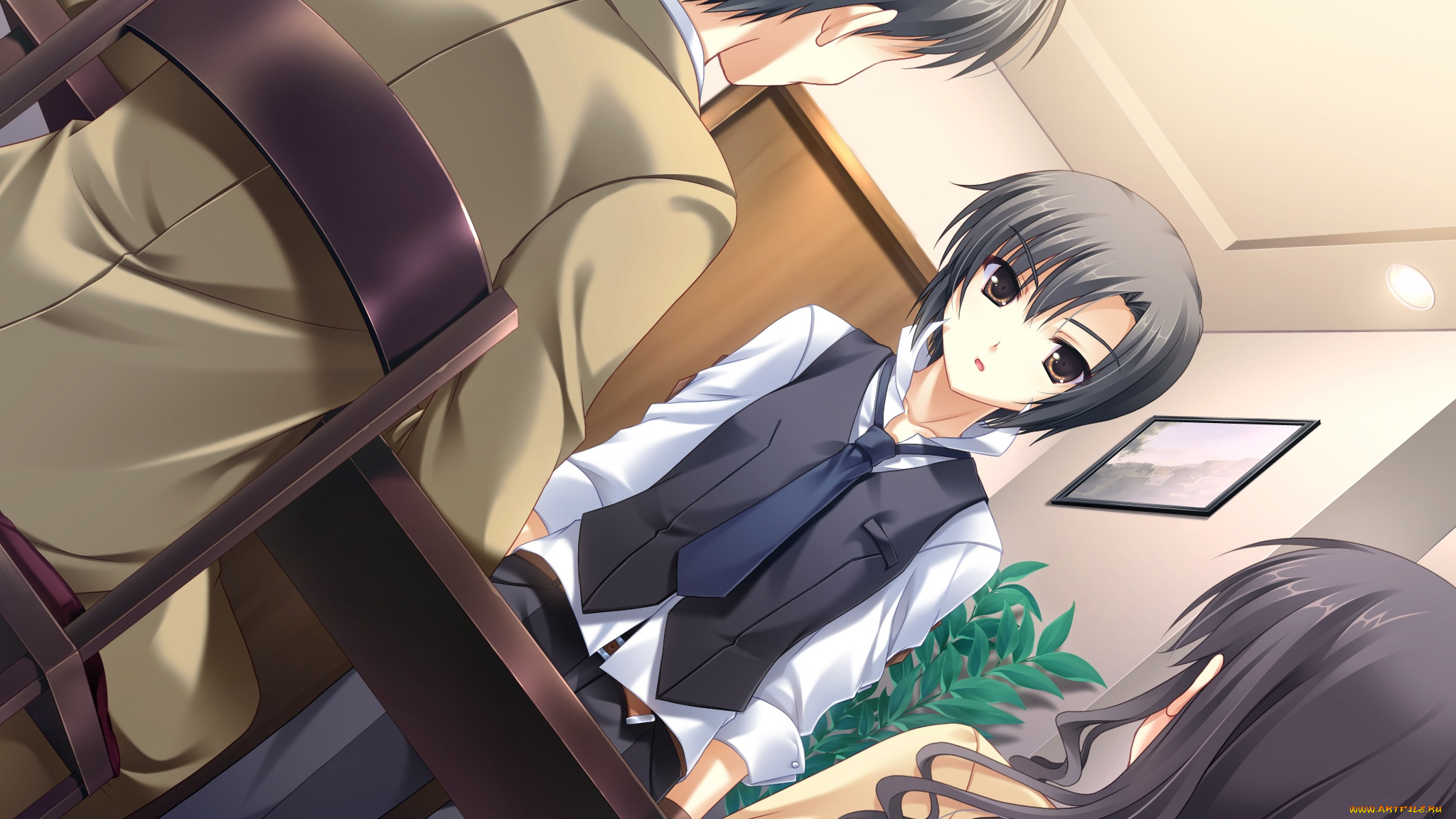 аниме, midori, no, umi, фон, взгляд, девушка