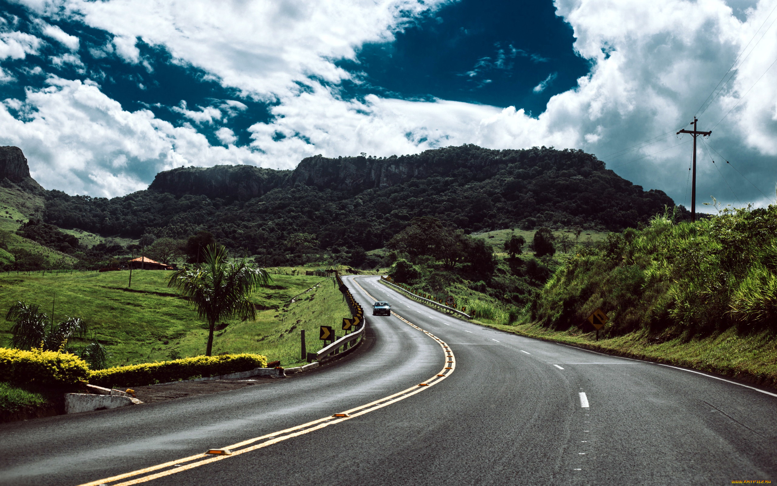 природа, дороги, облака, шоссе