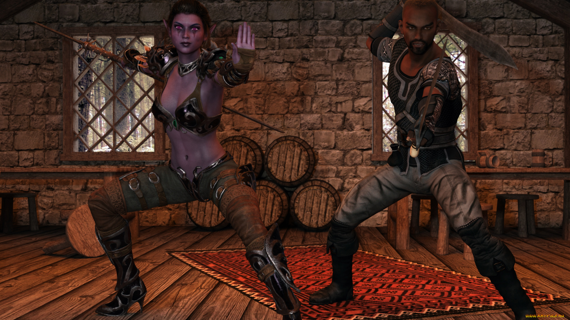 3д, графика, фантазия, , fantasy, оружие, фон, девушка, взгляд