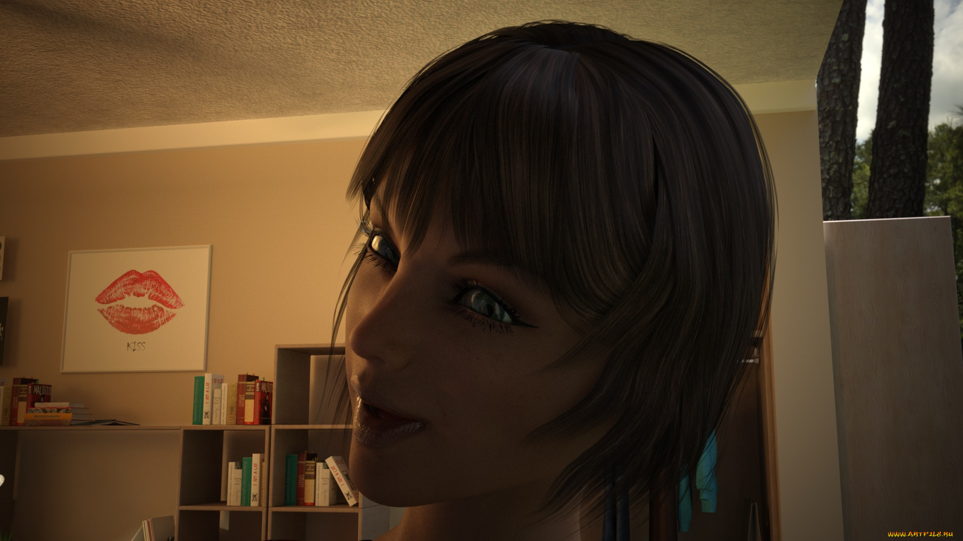 3д, графика, портрет, , portraits, взгляд, девушка, фон