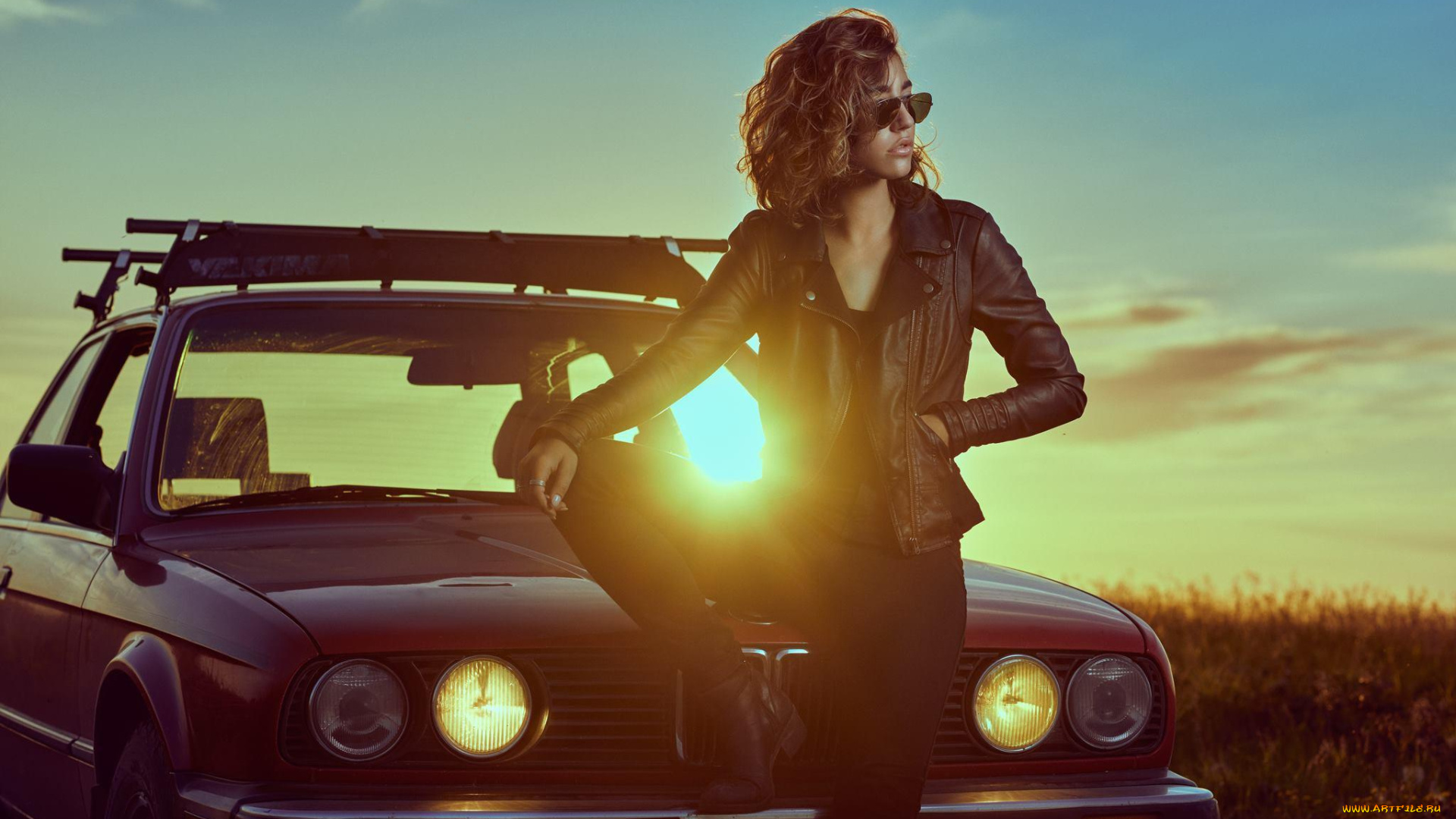 автомобили, -авто, с, девушками, mark, tiu, куртка, очки, красная, машина, закат, bmw, бмв, ella, molnar