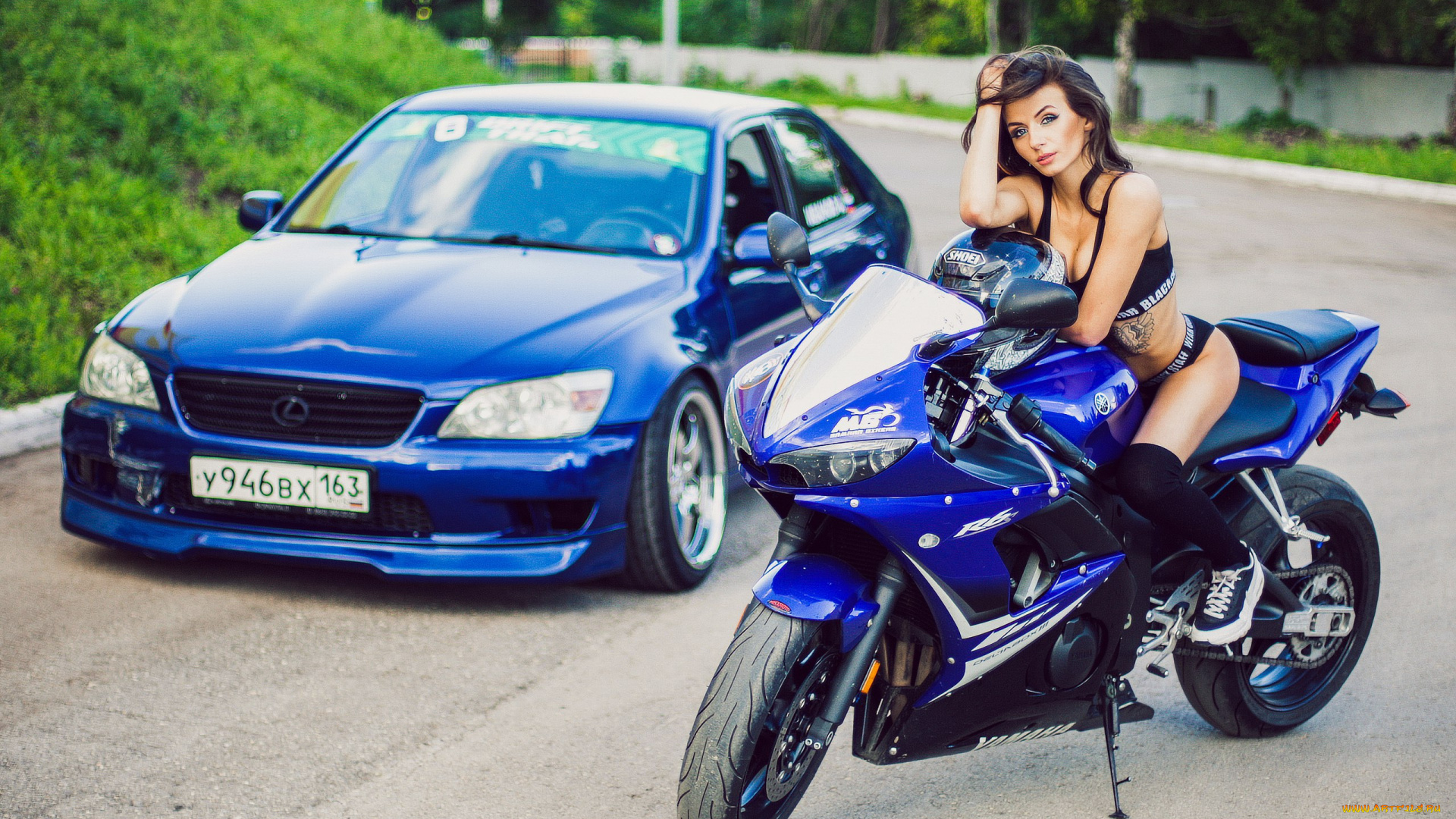 мотоциклы, мото, с, девушкой, девушки