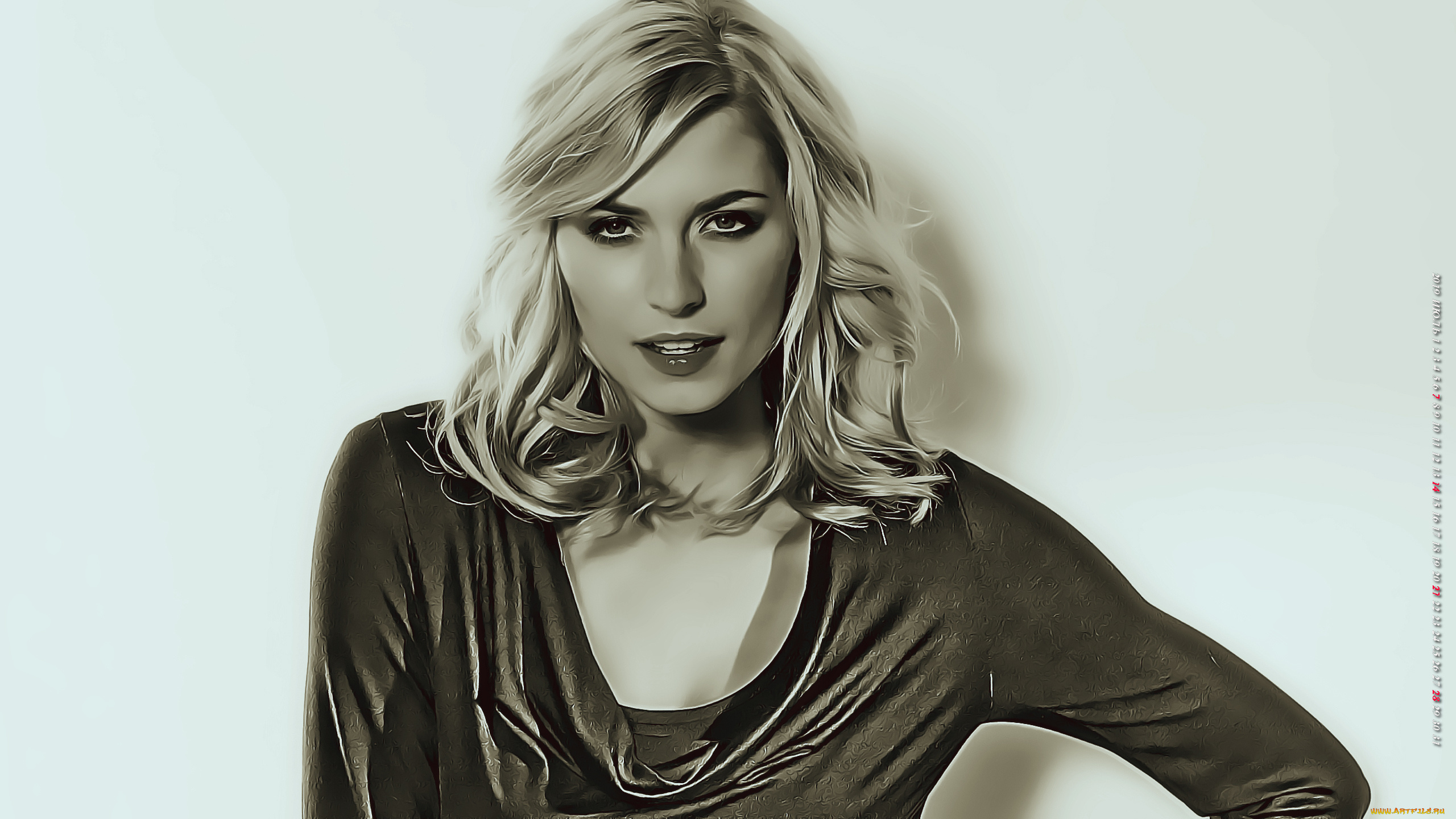 календари, компьютерный, дизайн, calendar, 2019, женщина, взгляд, лицо, девушка