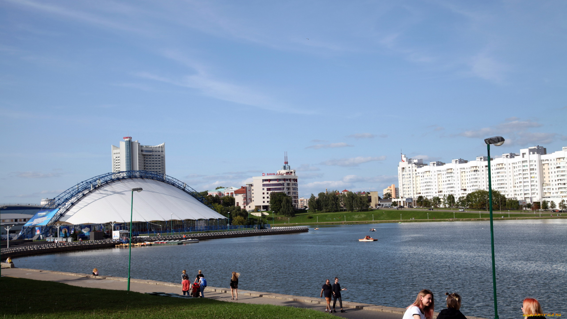 города, минск, , беларусь, река, набережная