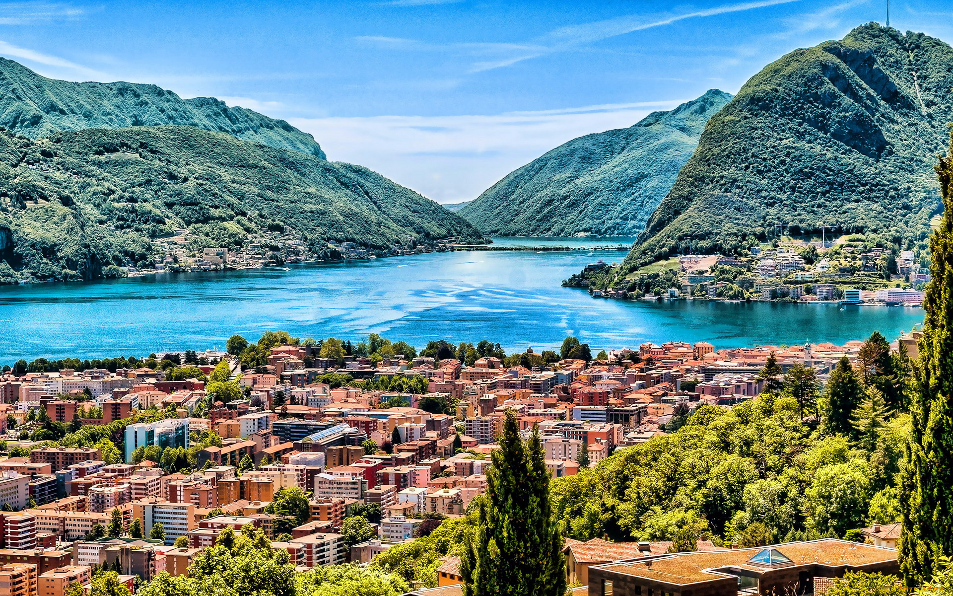 lugano, switzerland, лугано, швейцария, города, -, панорамы