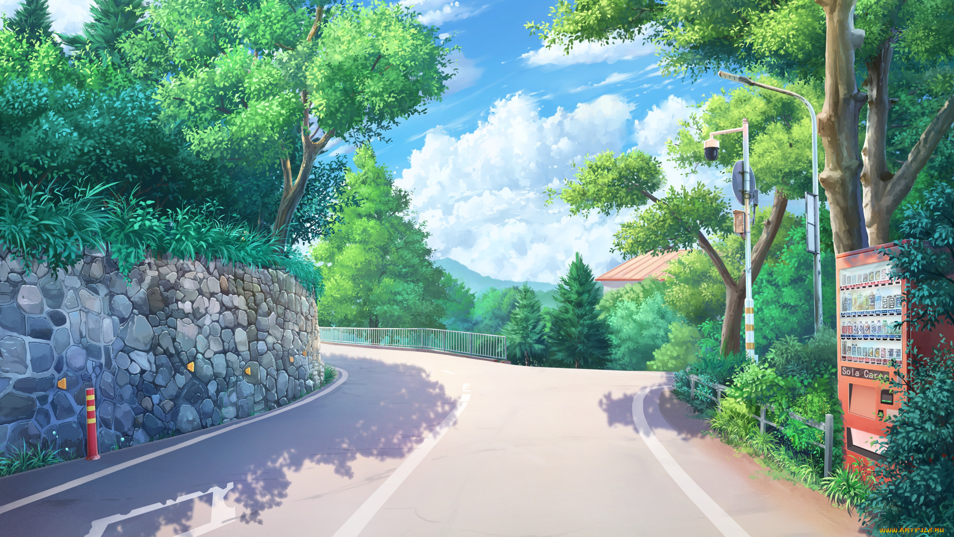 аниме, город, , улицы, , интерьер, , здания, дорога