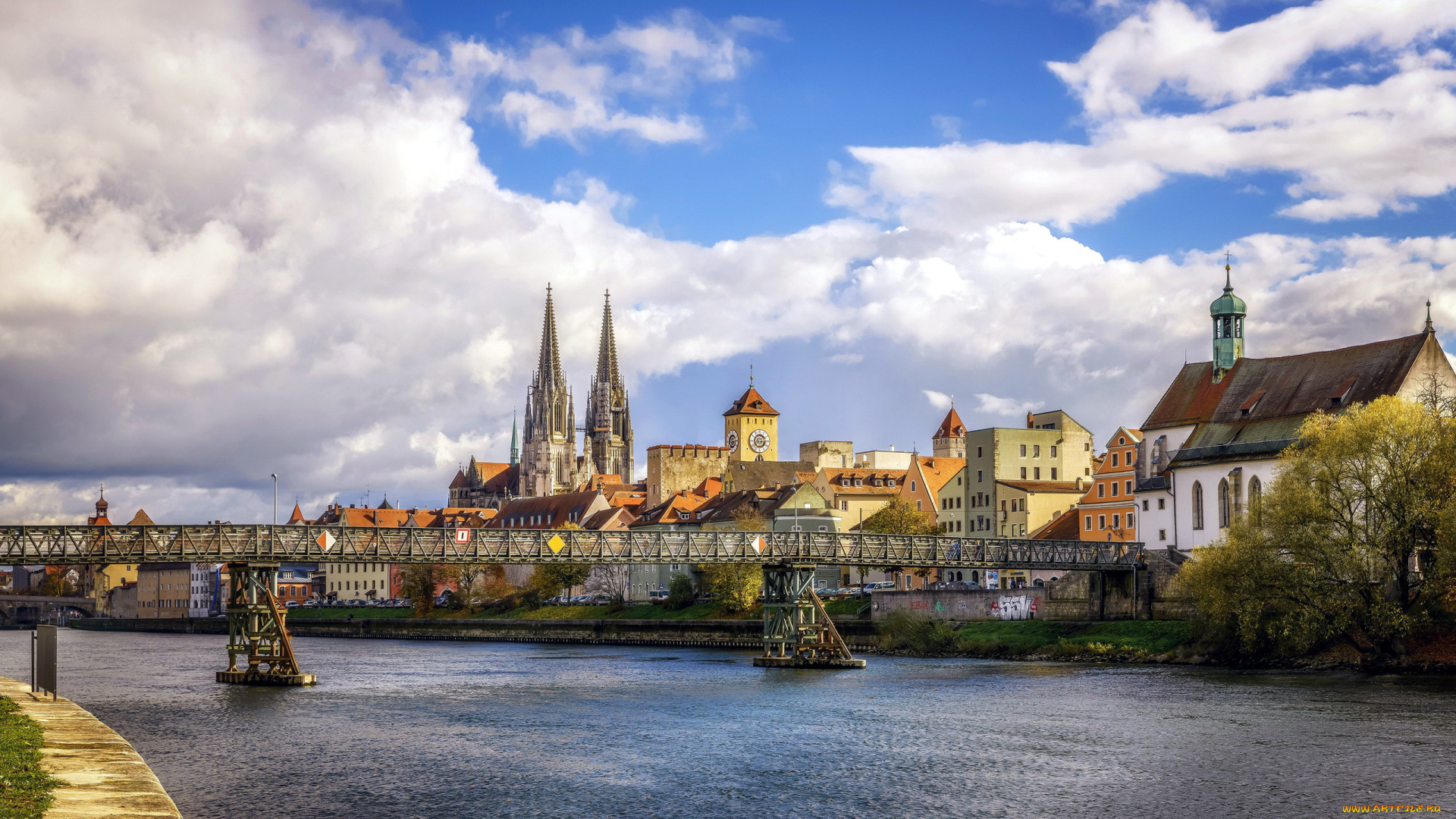 города, регенсбург, , германия, мост