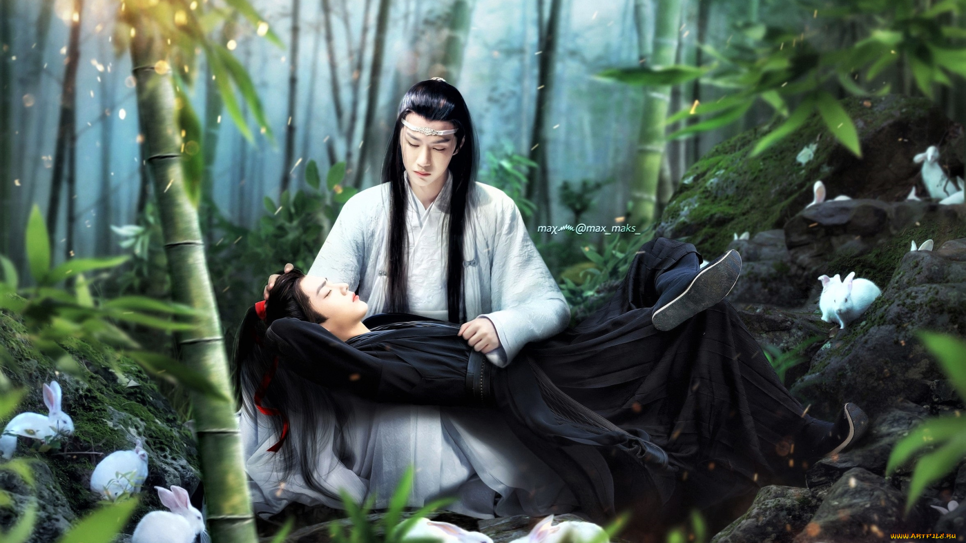 разное, компьютерный, дизайн, вэй, усянь, лань, ванцзи, лес, кролики