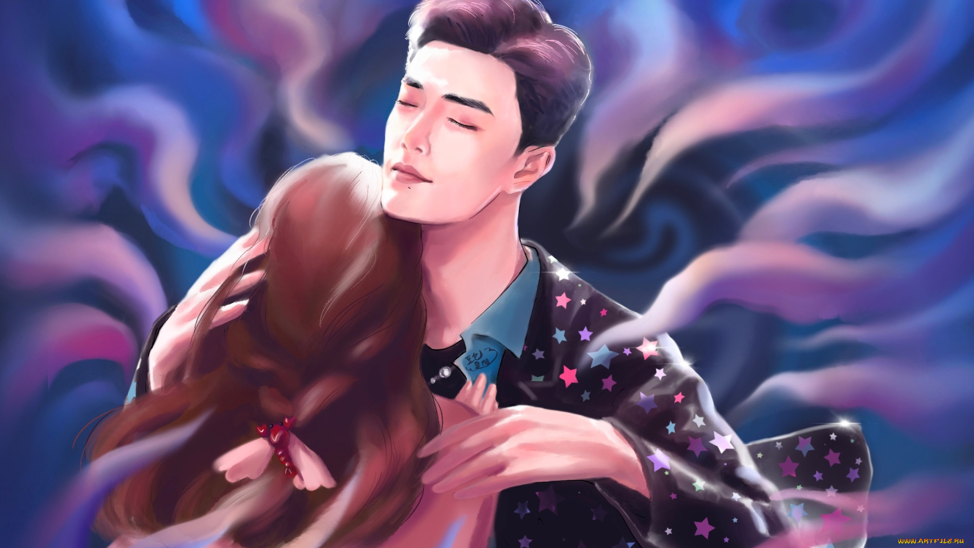 рисованное, люди, парень, девушка, любовь