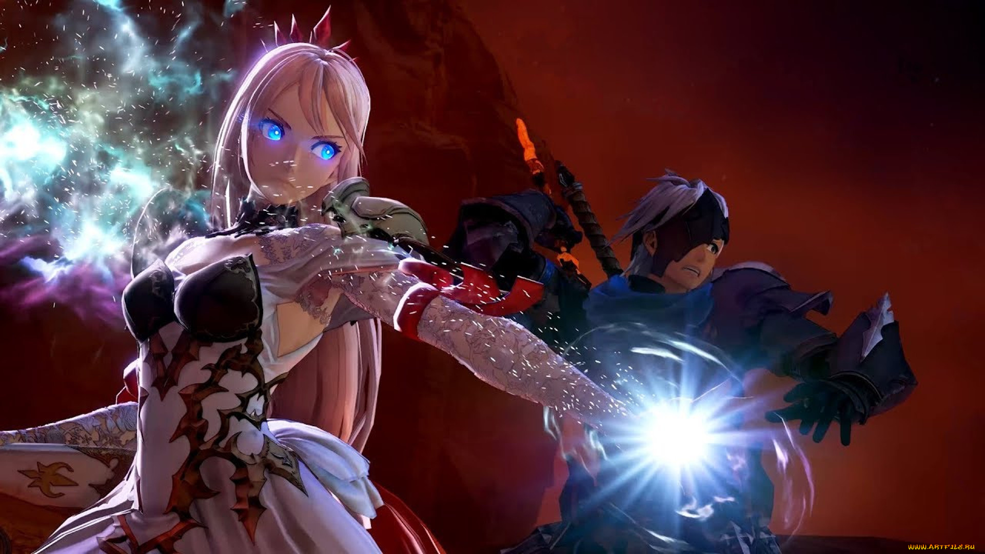 видео, игры, tales, of, arise, девушка, парень, магия