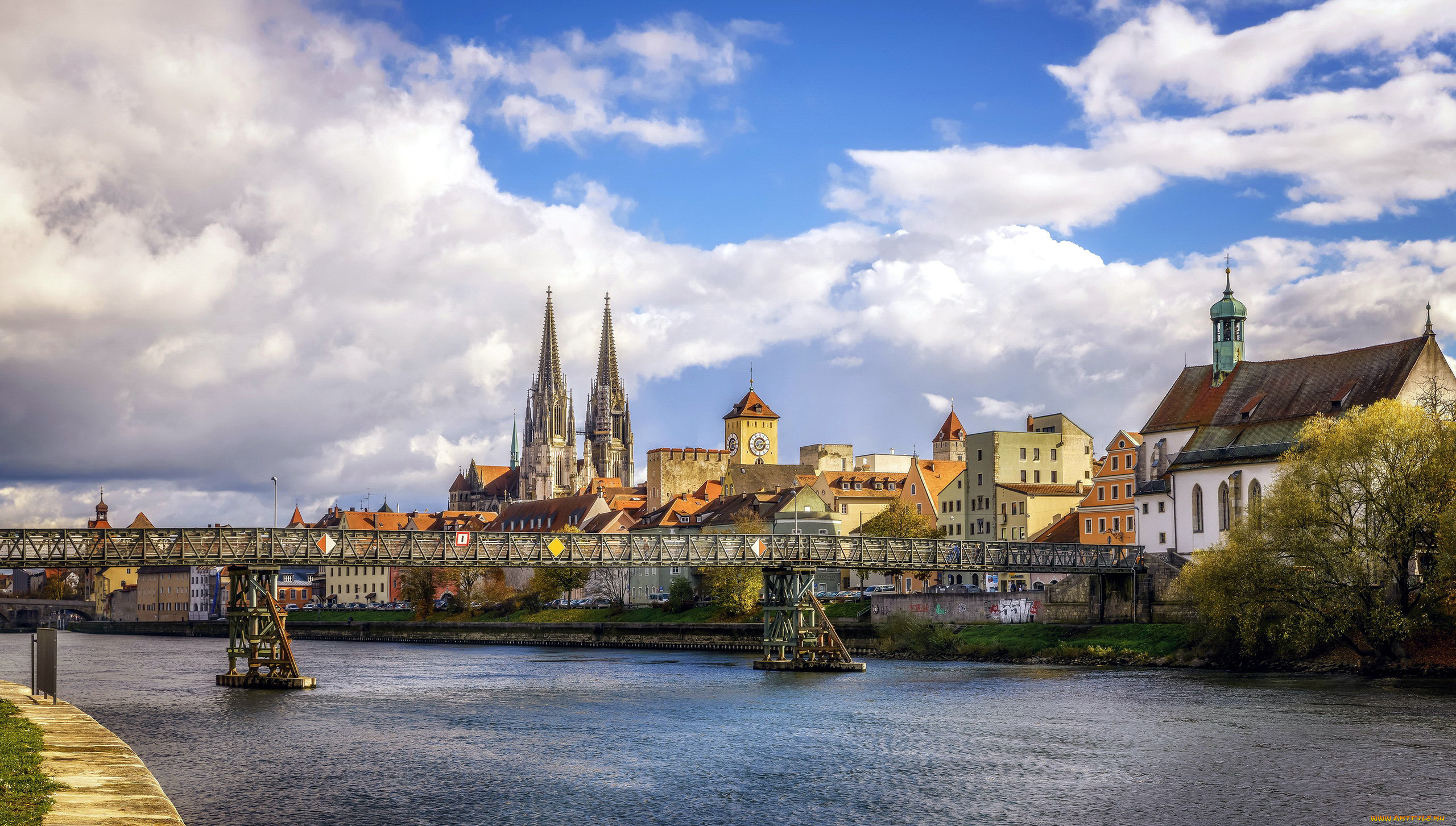 города, регенсбург, , германия, мост